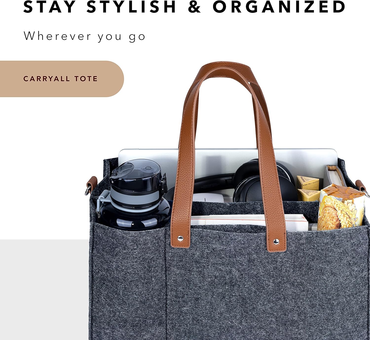 Premium Carryall Utility Tote - Home Office Work Tote Bags for Women - Diaper Caddy, Art Supply Organizer - Teacher School Supplies File Folder - Portable Storage Caddy Organizer with Handle (Grey) : Office Products