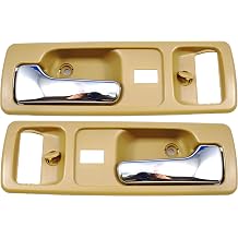 PT Auto Warehouse HO-2380ME-FP - Interior Inside Door Handle, Beige/Tan Housing Chrome Lever - for 2-Door Coupe, with Lock Hole, Front Left/Right Pair, Replaces 72165SM2013ZE, 72125SM2013ZE