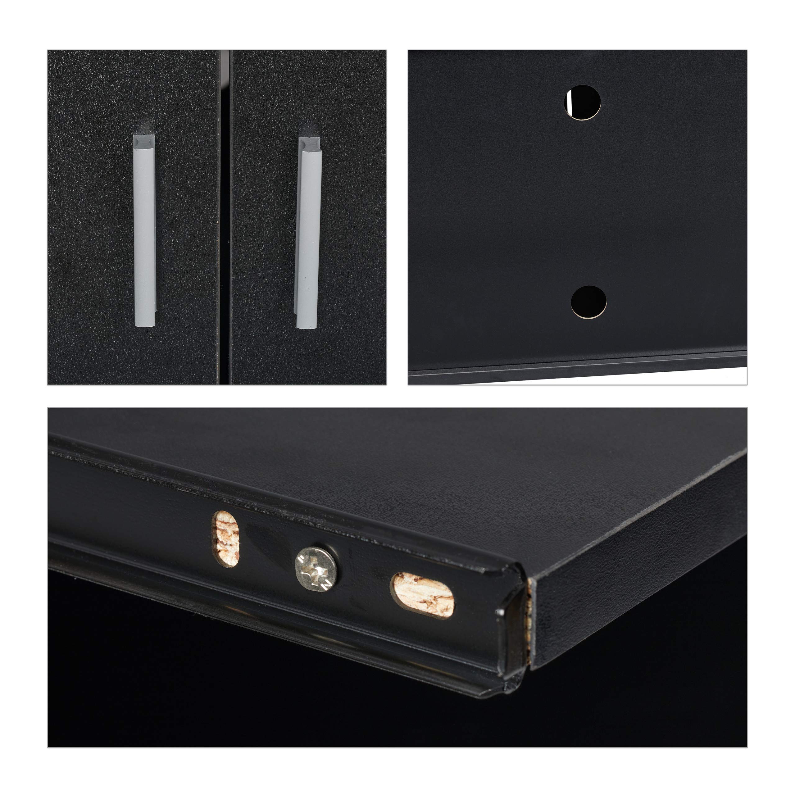 Relaxdays Carrello Porta Stampante da Ufficio, Tavolino a 2 Ripiani e Porta Tastiera, Mobile con Ruote, 74x60x48cm, Nero