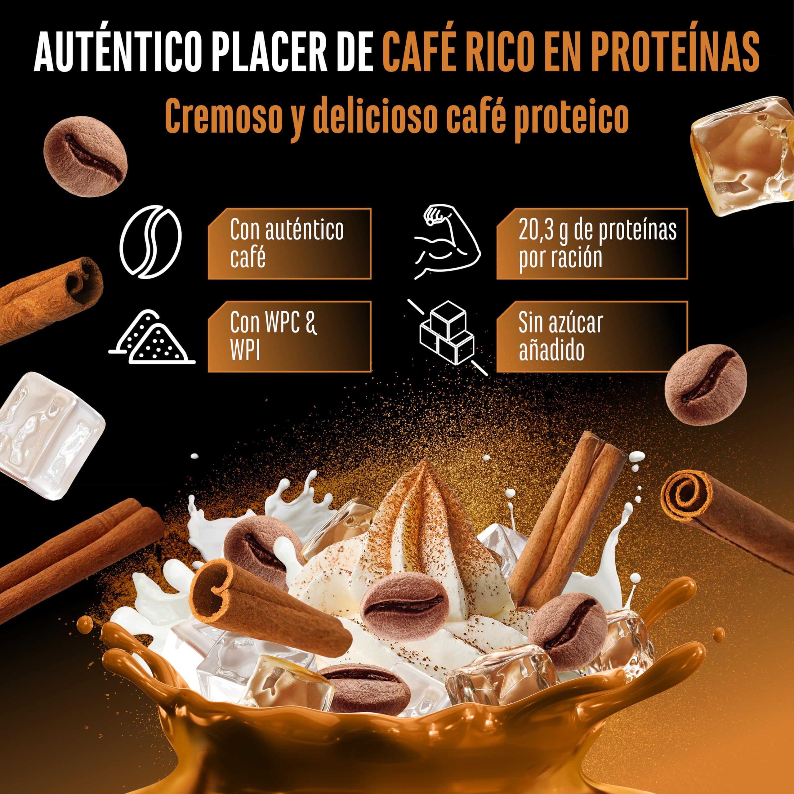 Wheypresso Protein Coffee - Proteína en polvo con concentrado y aislado de suero de leche - Con auténtico café y cafeína - Bebida cremosa rica en proteínas - (908 g, Café Latte con Canela)