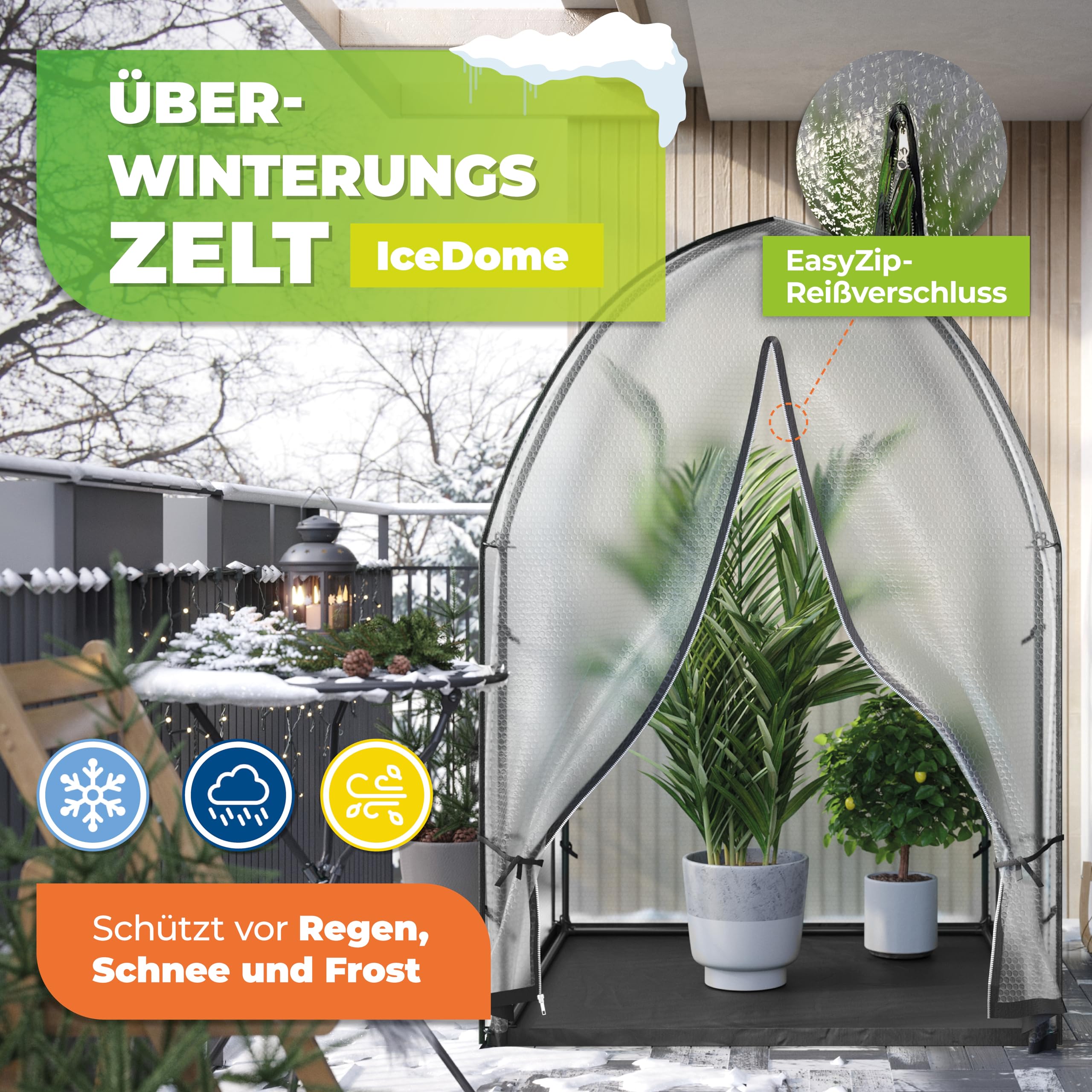 Bio Green ICEDOME Überwinterungszelt für Pflanzen 3-lagig UV-beständig B 120 x T 120 x H 183 cm