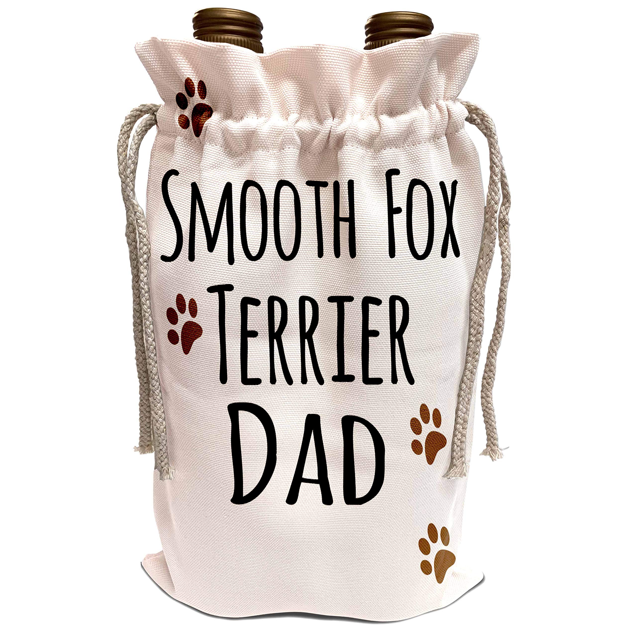 3dRose3dRose Wine Bag - Smooth Fox Terrier Dog Dad - Doggie by breed - muddy brown paw prints - doggy lover pet owner love Pet designs