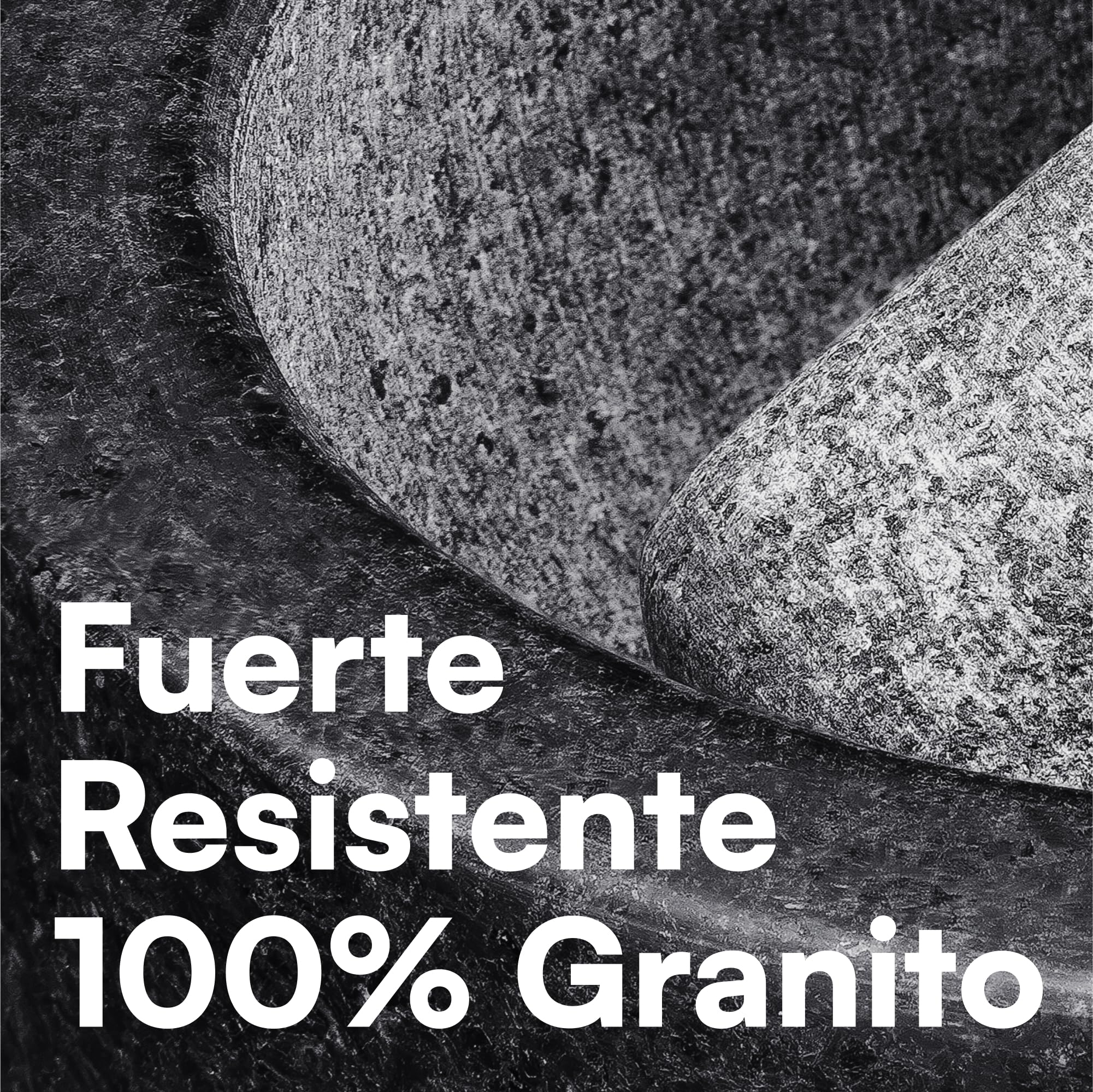 H&S Set de Mortero - Mortero Cocina de Piedra Maciza de Granito Negro para Machacar y Triturar Especias - Set Molcajete Grande de Cocina para Moler - Mortero Piedra Negra