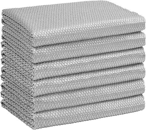 HOMEXCEL Paños de limpieza de vidrio de microfibra gris, 6 unidades, 16 x 14 pulgadas, sin pelusas, lentes, espejos, pantallas, acero inoxidable,
