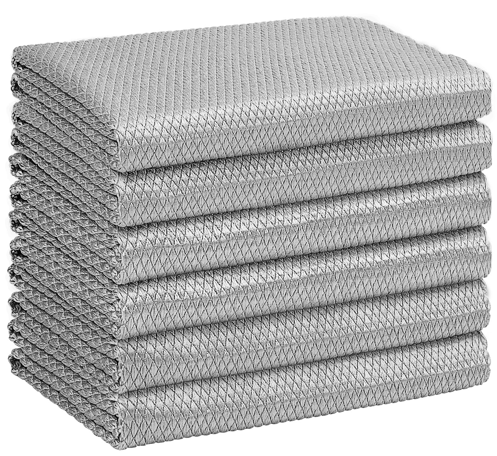 HOMEXCEL Grey Microfiber Glass Cleaning Cloths-6PK, 16"x14" Lint Free Window Cleaning Cloth, Glasses, Mirrors, Screens, Stainless Steel, Premium