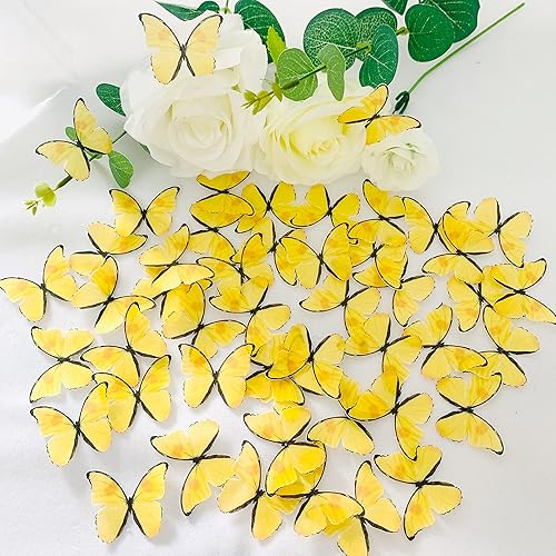 Miniatura 3 de QZBUZIAK Un juego de 48 decoraciones comestibles de pastel de mariposa, se puede utilizar para pasteles de cumpleaños, bodas, cupcakes, decoración