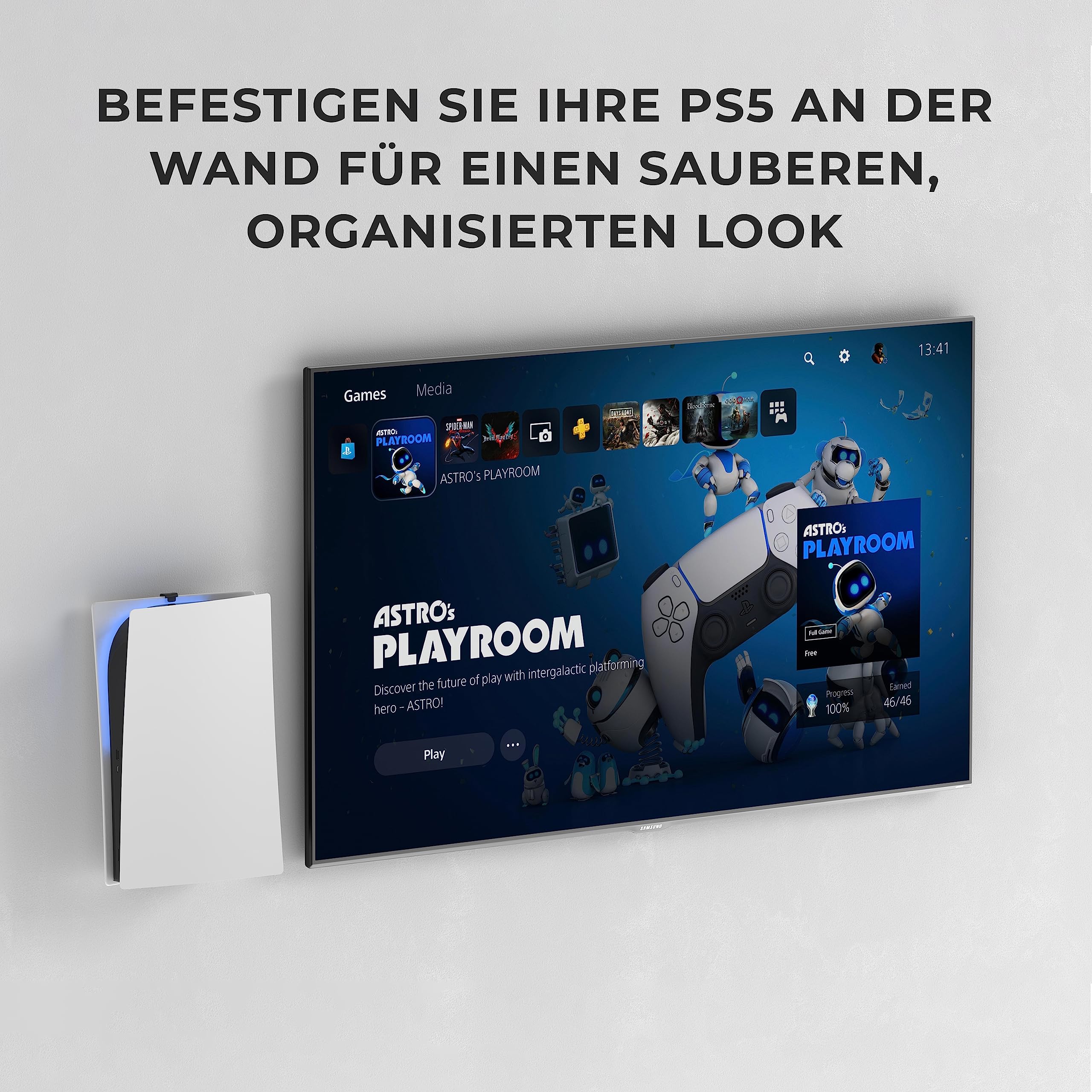 HumanCentric Wandhalterung kompatibel mit der originalen Fat PS5, Metallhalterung für die FAT PlayStation 5, Halterung für Disc- und Digital-Versionen, nicht kompatibel mit PS5 Slim oder Pro