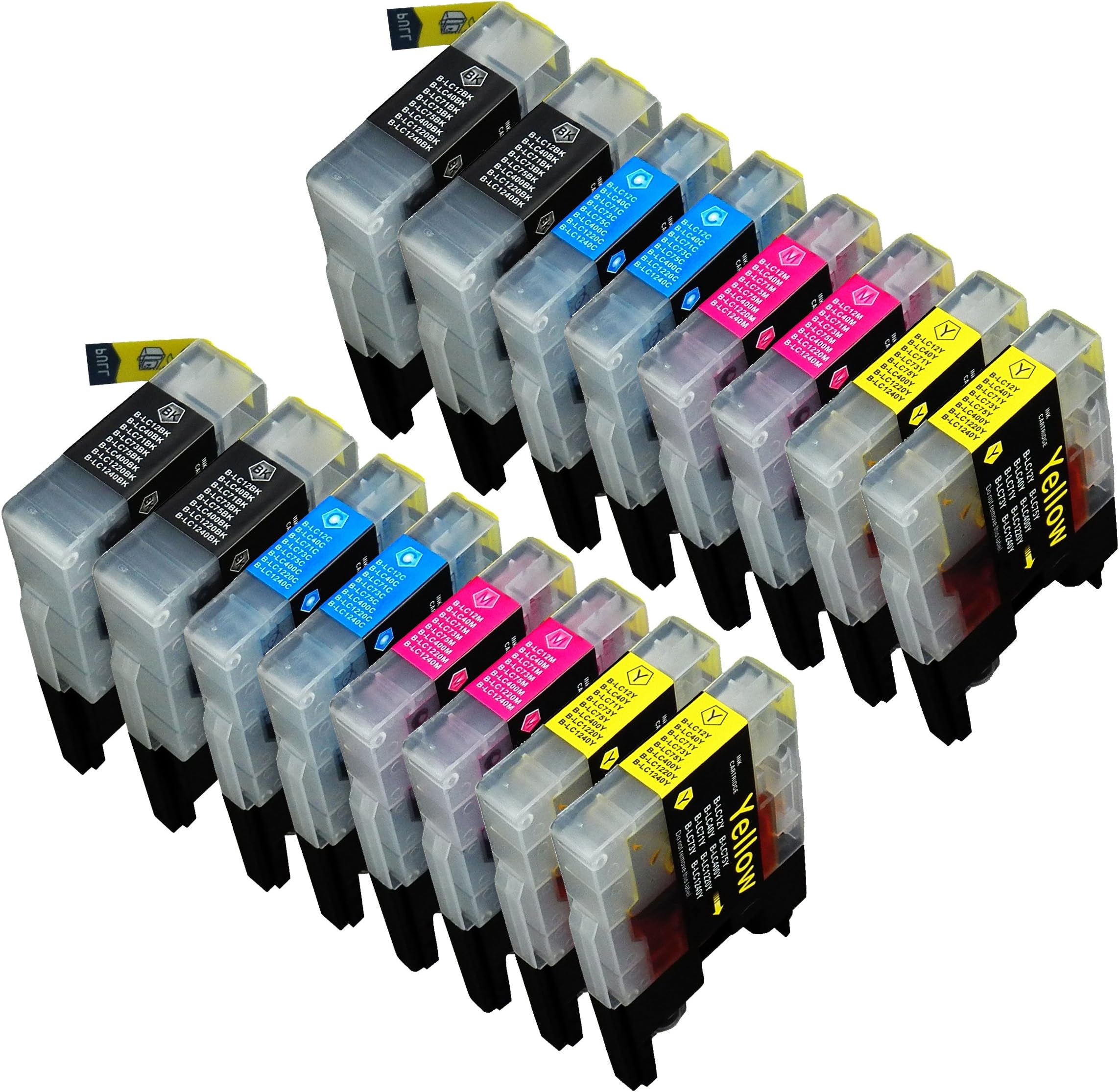 16 Pack Compatible with Brother LC71 , LC75 4 Black, 4