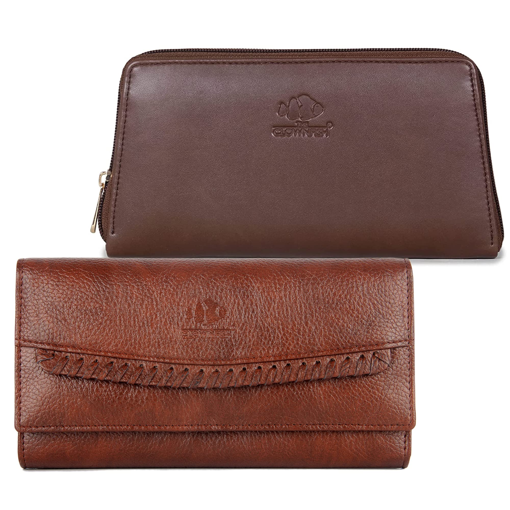 the clownfish Combo of 2 Varied Style Womens Wallet Clutch Ladies Purse with Multiple Card Slots (Dark Brown)-picture-43