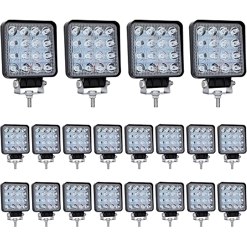 Led Light Bar, 20PCS 4 Inch 48W Led Work Light Square Spot Lights Off-Road LEDs Pods Lights for Truck Off-Road Vehicle, ATV, SUV, UTV, 4WD, Jeep, Boat Cart