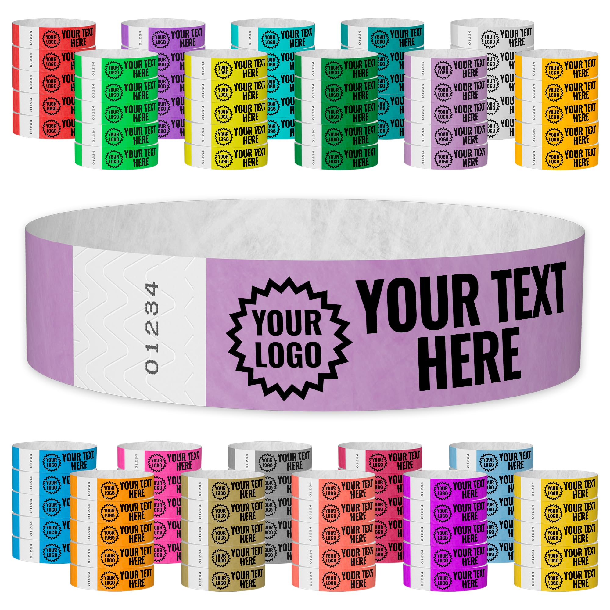 WristCo Berry Custom Imprint Wristbands - 300 Tyvek - Select Qty
