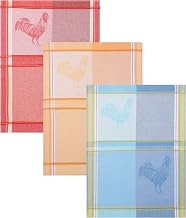 Betz Set of 3 Tea Towels Tea Towels Glass Towel Half Linen Jacquard Rooster Glass Towels Kitchen Towel Hand Towel Size 50 x 70 cm