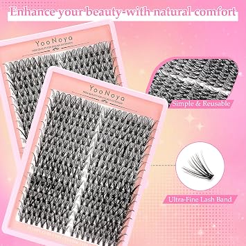Fairy Lash Clusters 288 Pcs Wispy Cluster Eyelashes Extensions Cat Eye Eyelash Clusters Left & Right Fox Eye Lash Extension Individual Fluffy Lashes Cluster DIY at Home (WY 11)