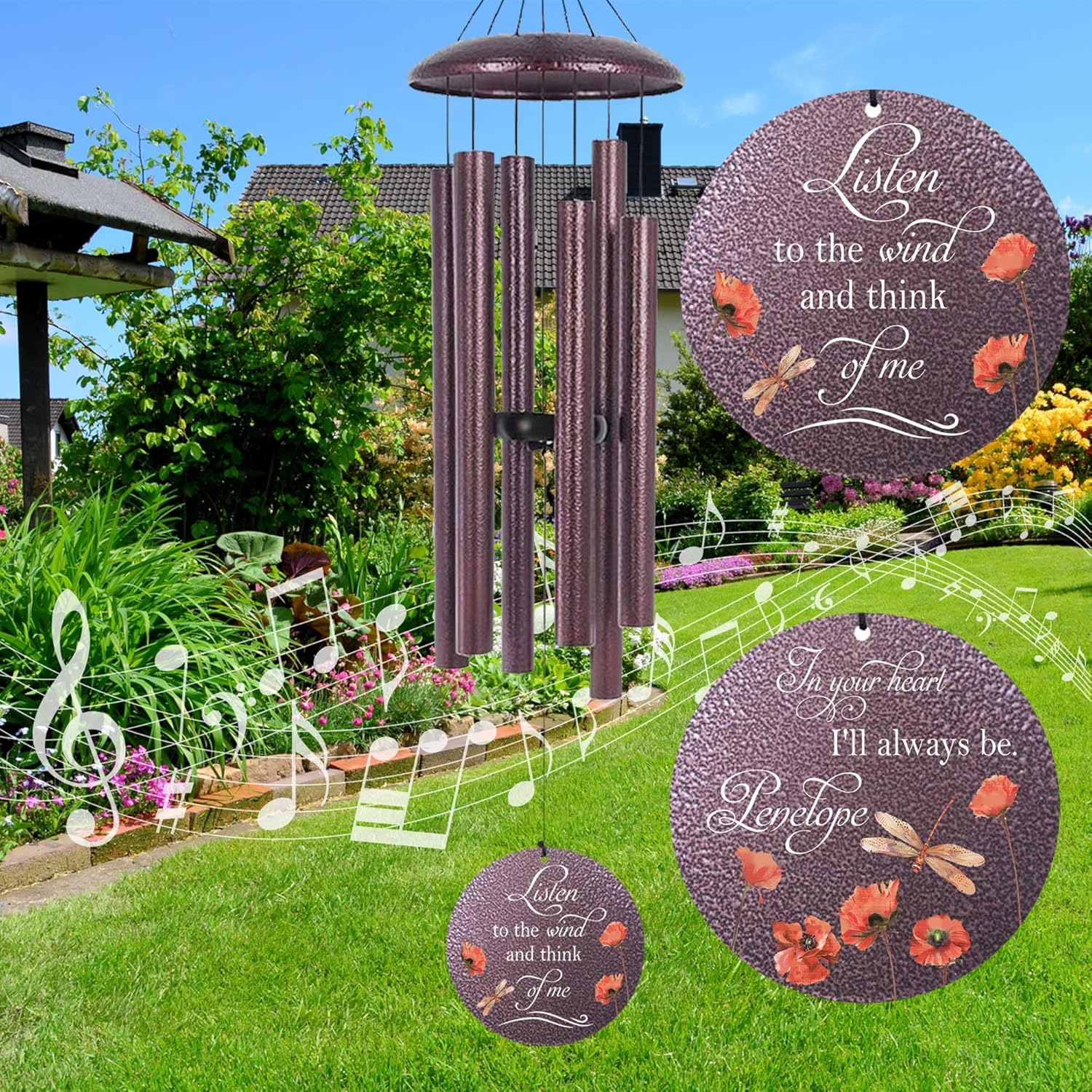 ASTARIN Dragonfly Wind Chimes for Loss of Loved One, Produced in USA Personalized Windchimes in Memory of a Loved One, Bereavement Gifts for Loss of Father Mother, 3 Size Deep Tone Wind Chime
