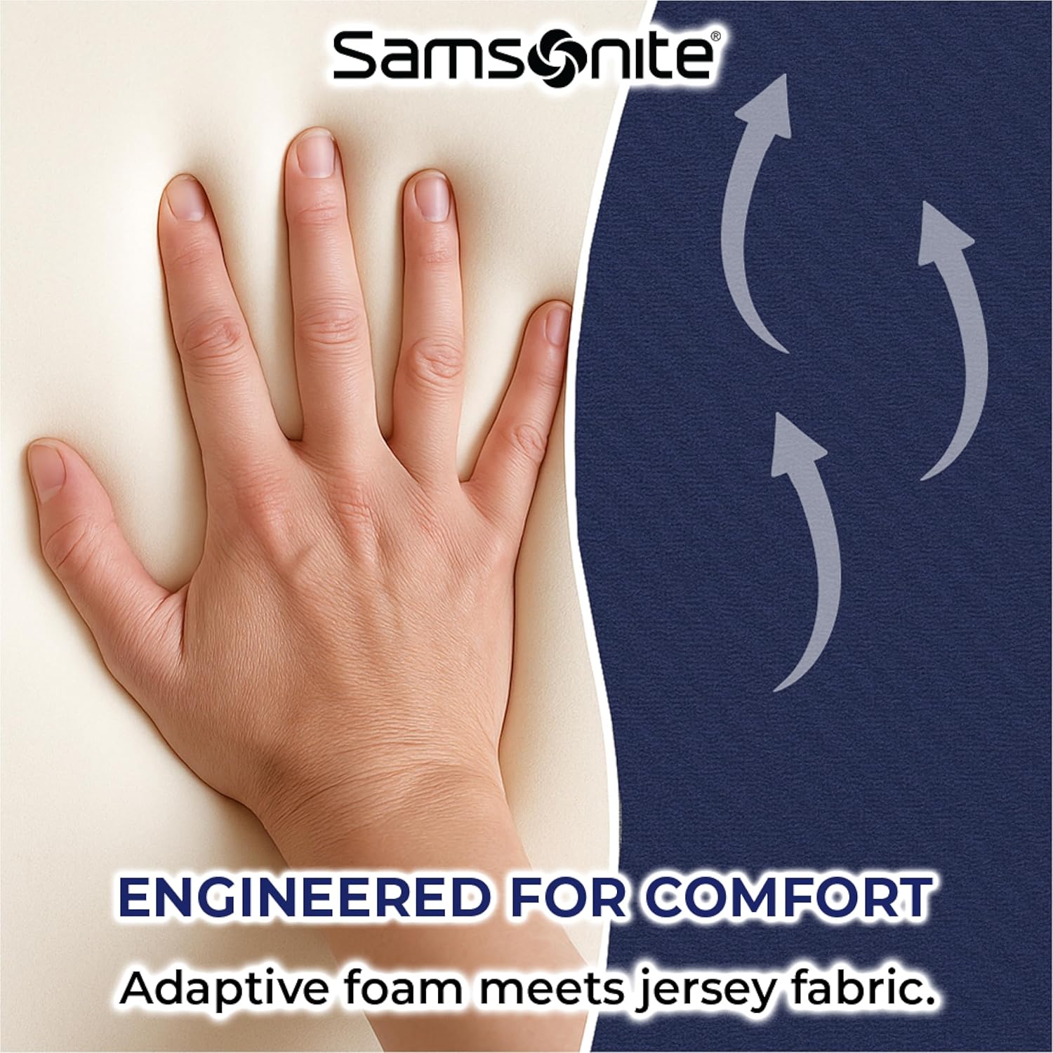 Samsonite Ergonomic Lumbar Support Pillow for Office Chair and Car Seat - Memory Foam Back Support Lumbar Pillow Premium Cushion Chair Support for Lower Back Pain Relief and Versatile Use (Dark Blue) - Image 5