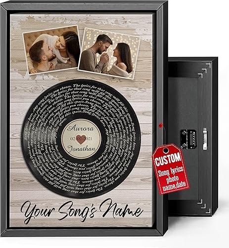 Vista 169 de H-DEWALL Letras de canciones personalizadas con marco, arte de pared musical personalizado para él, decoración sentimental y regalo inspirador