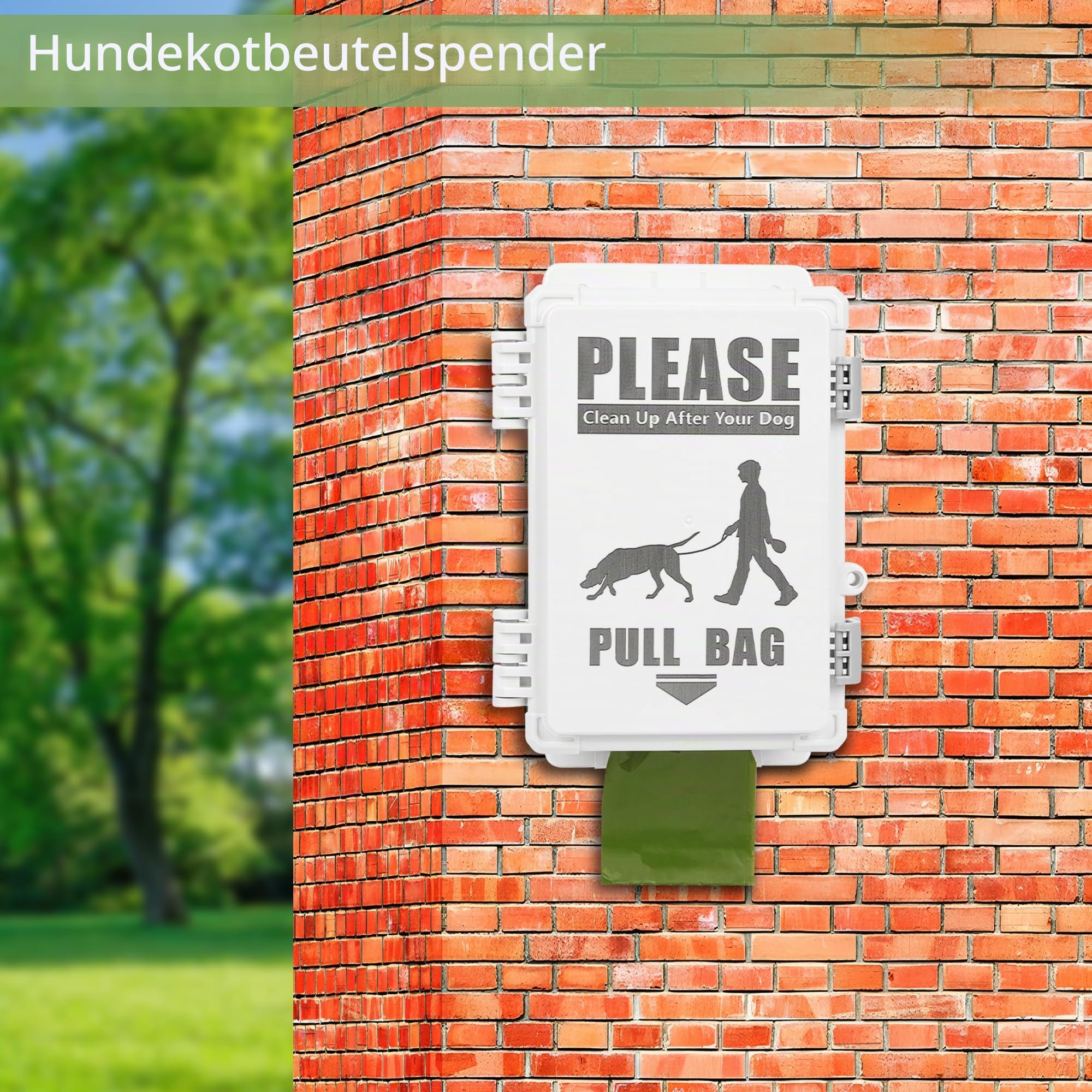 Hundekotbeutelspender, wasserdicht, für den Außenbereich, hält bis zu 8 Rollen Kotbeutel, Außenwand, Pfahl, Zaunmontage (nur Spender)