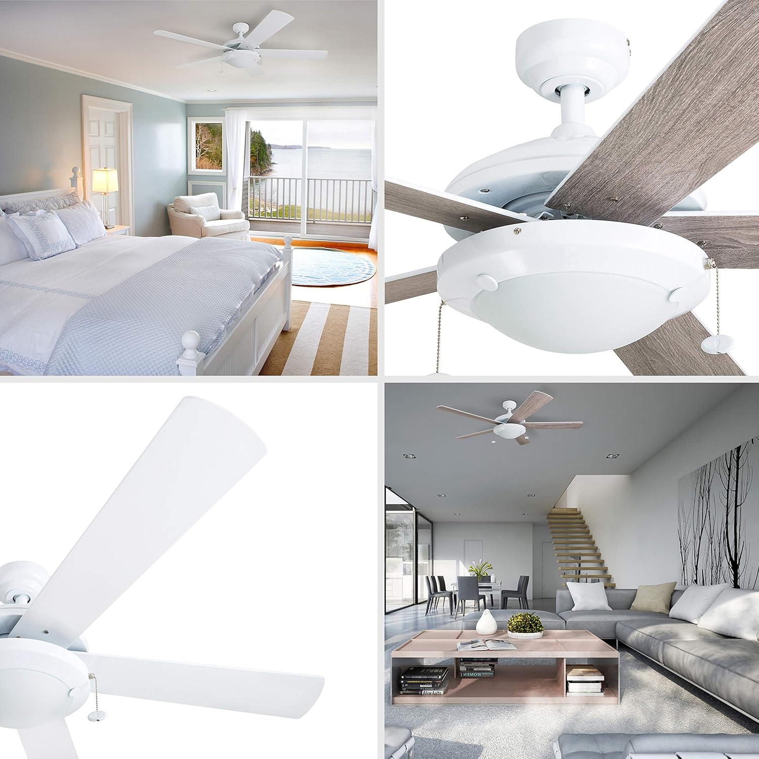 Flаѕh Sаlе Prominence Home 80101-01 Bolivar LED Ceiling Fan, Modern Farmhouse, 52” Dual-Finish Blades, White