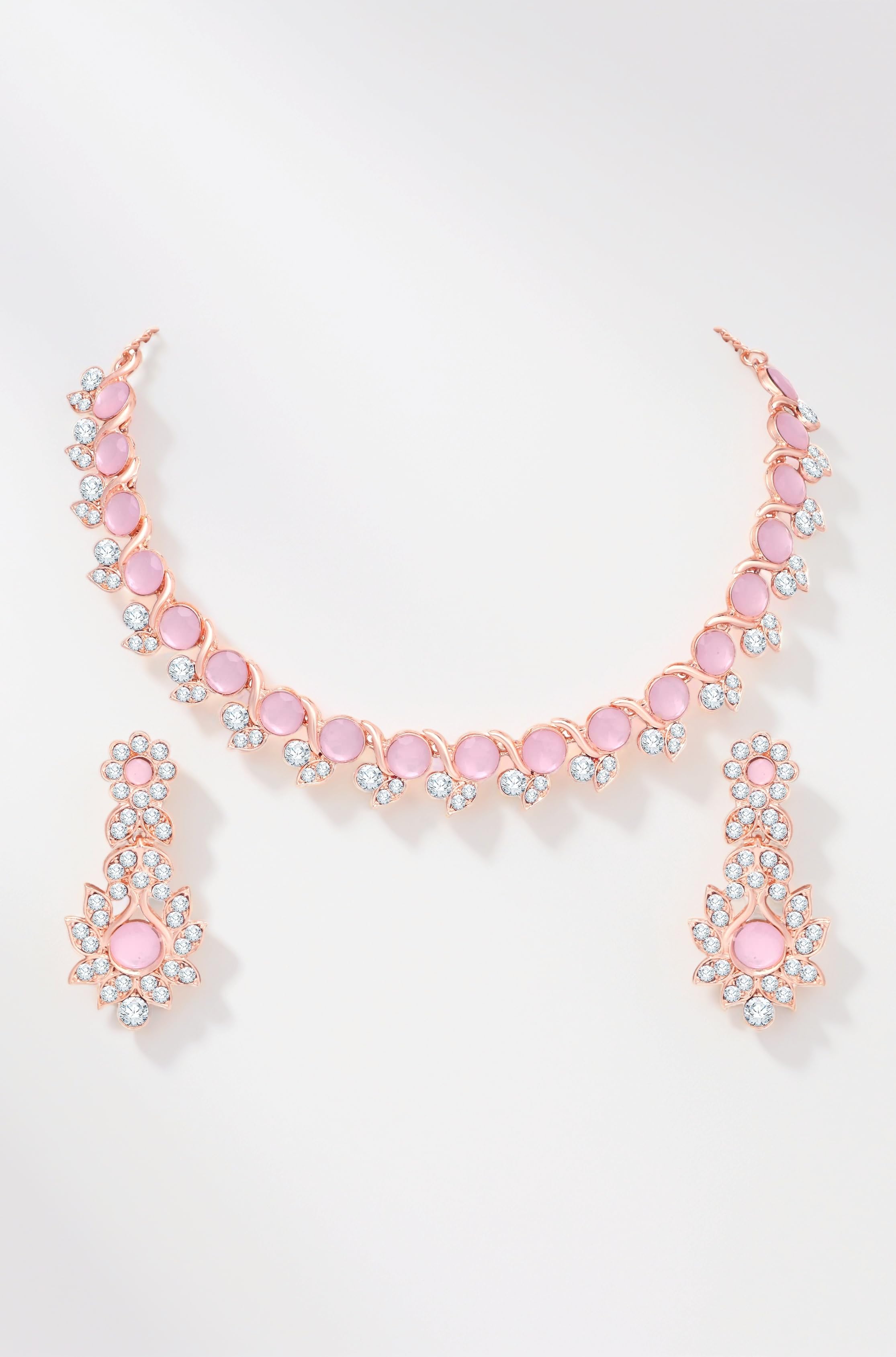 Atasi International Crystal Necklace Jewellery Set with Earrings for Women and Girls| Stylish Accessory for Parties, Weddings, and Festivals | Ideal Gift for Special Occasions