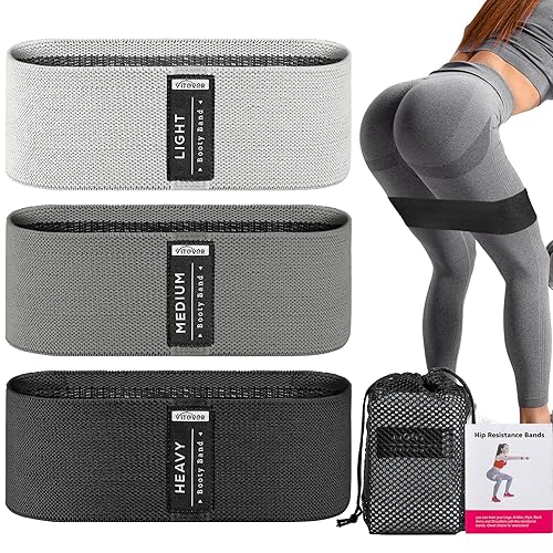 Booty Bands Set, Resistance Bands for Working Out, Exercise Bands for Women and Men Legs and Butt, Stretch Bands for Pilates, Yoga Starter Set - Black