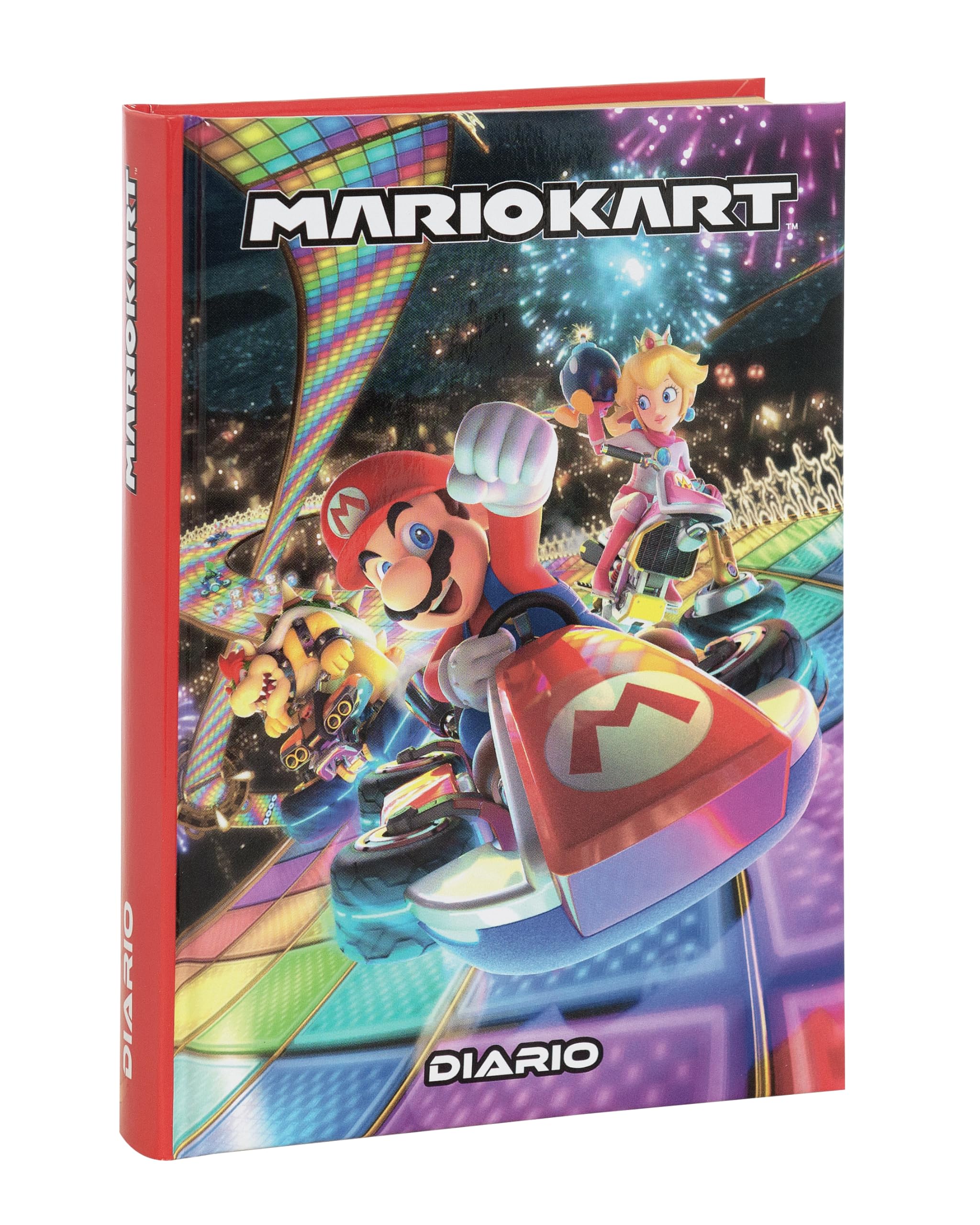 Mario Kart - Agenda escolar 2024-2025 oficial Mario Kart, agenda de 12 meses ideal para la escuela primaria, con tapa acolchada y 320 páginas interiores impresas a color, 13 x 17,8 h, rojo