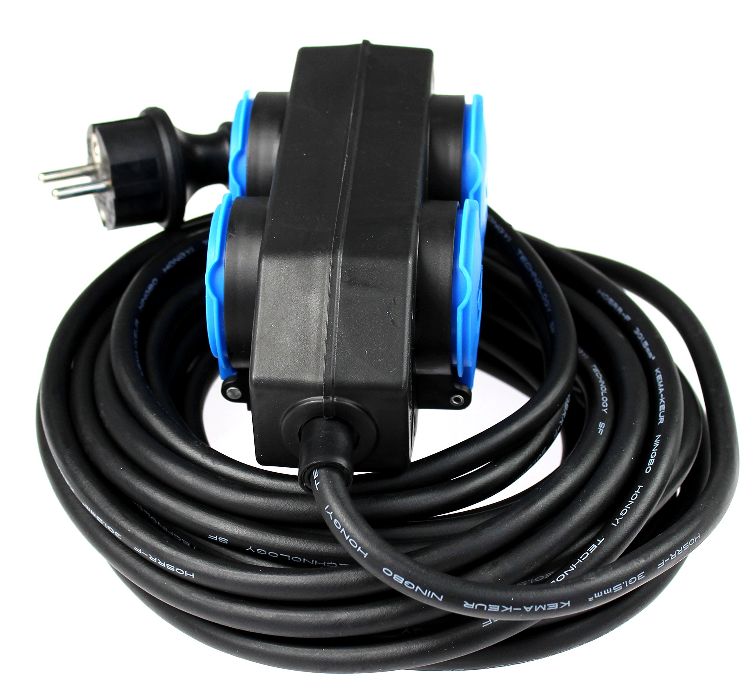 AS Schwabe 860602 kabel przedłużający, czteroczęściowy, 250 V/16 A, kabel 10 m, IP 44, zastosowanie: na zewnątrz