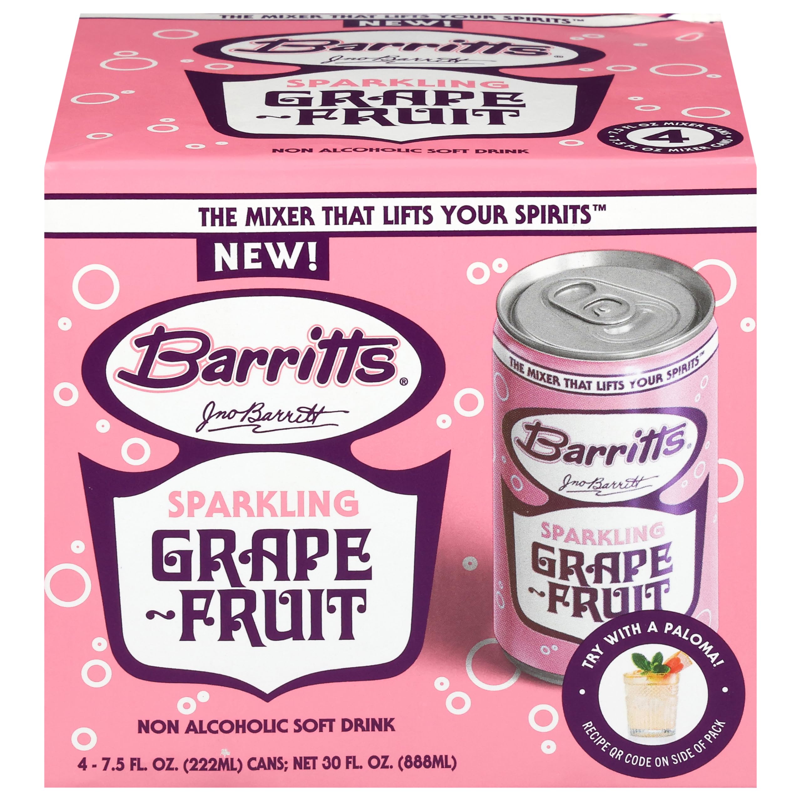 Barritts, Non Alcoholic Soft Drink Sparkling Grapefruit, 4 Pack, 30 Fl Oz