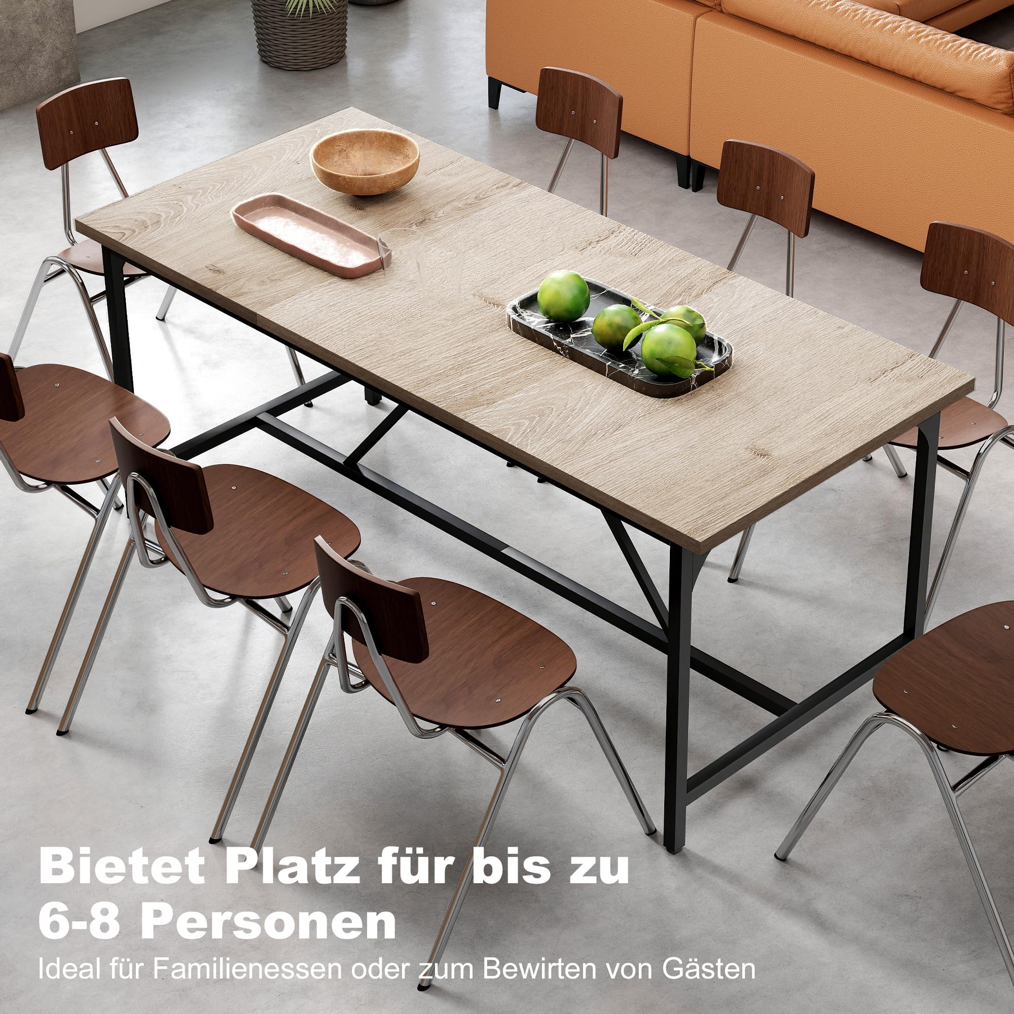 HOMCOM Esstisch für 6-8 Personen Esszimmertisch 180 x 80 x 75,5 cm Natur