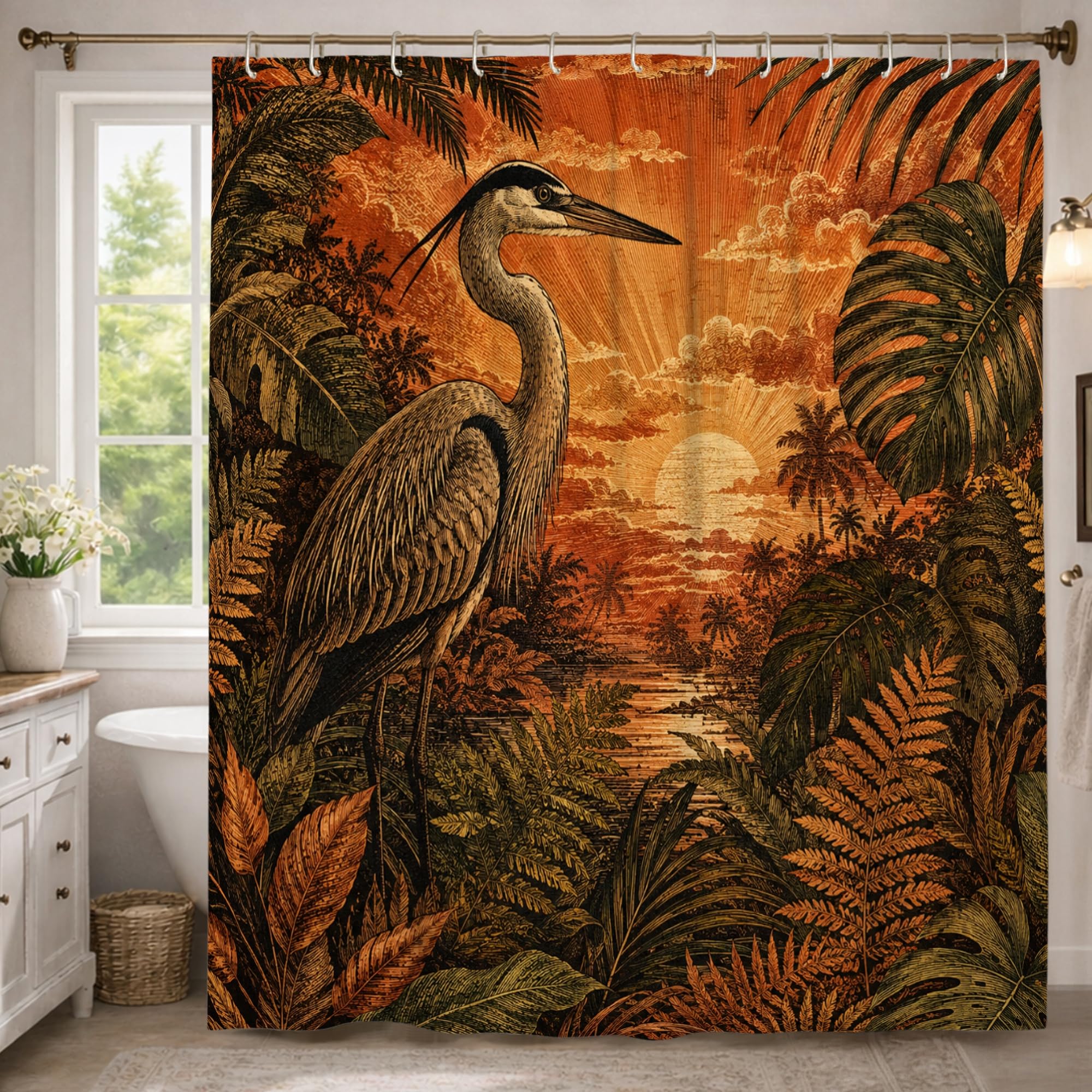 Rideau de douche 183 x 243 cm en polyester imperméable au design Heron exclusif