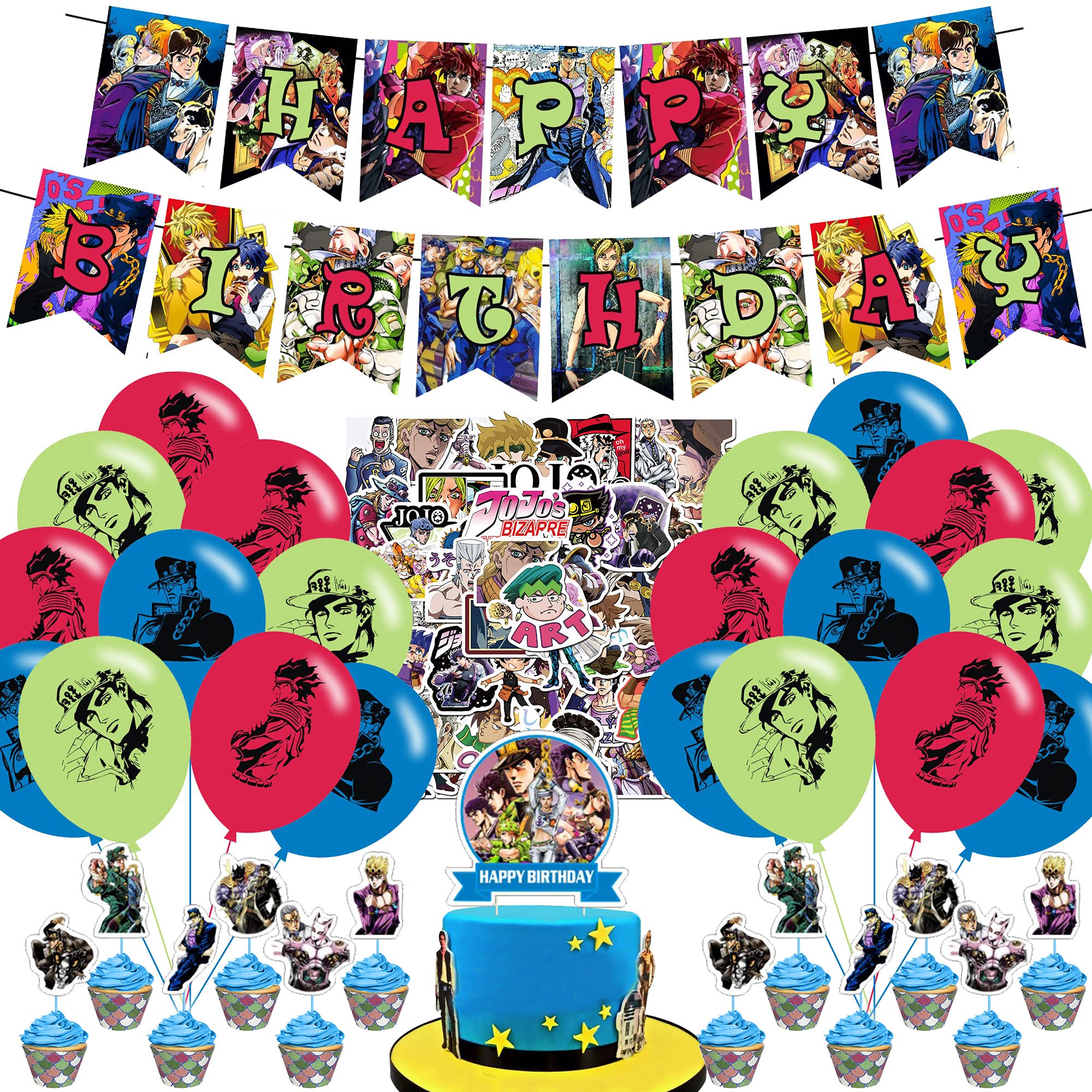 Buy 85 Pcs JoJo's Bizarre Adventure Birthday Party Supplies,Includes Cake Topper Cupcake Toppers
