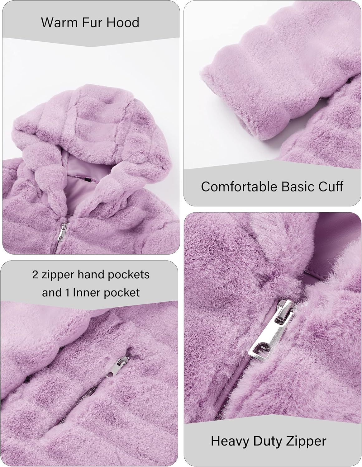 RISISSIDA Women Long Faux Fur Coat Hooded, Fuzzy Jacket Spring Fall Winter Warm Overcoat - Image 5