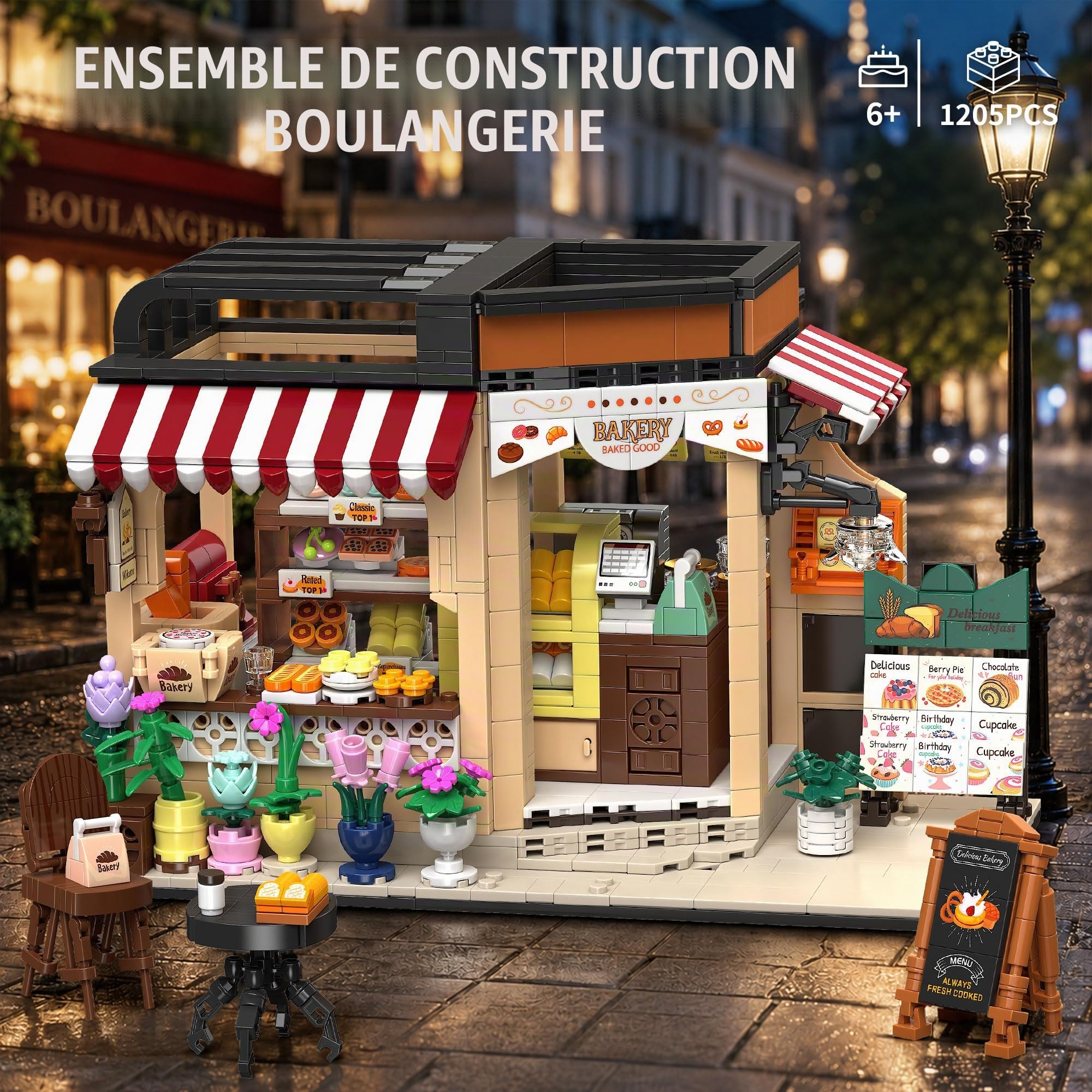 TYCOLE Jeu de Construction City Baking House, 1200 Pièces, sur Le Thème de la Gastronomie, Décoration Amusante pour la Maison et Le Bureau, Cadeau pour Les Enfants de 6 Ans et Plus et Les Adultes