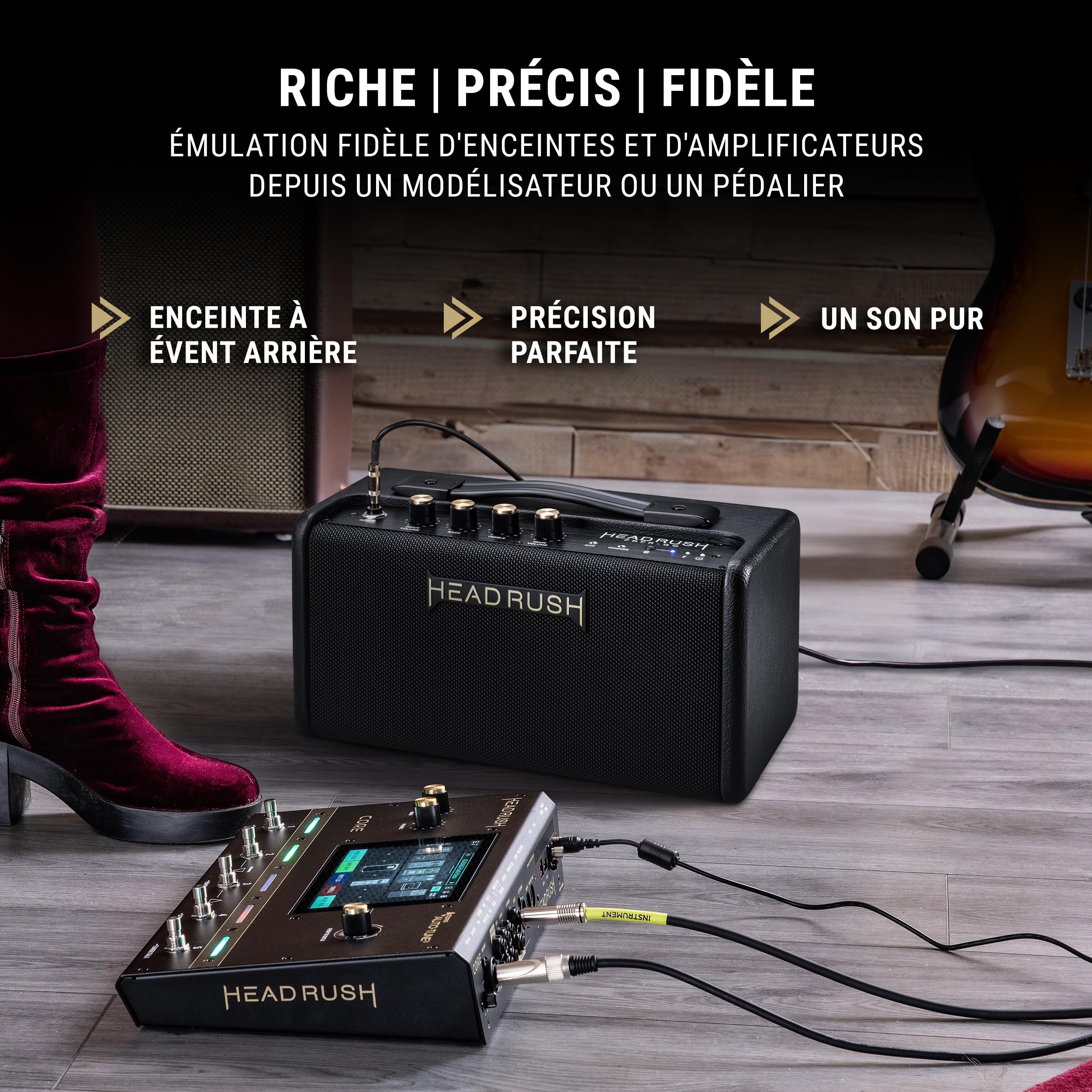 HeadRush FRFR-GO Amplificateur 30W pour Guitares à Double Haut-Parleurs 3", Bluetooth et Batterie pour Pédales Multi-Effets et Modélisation d'amplis
