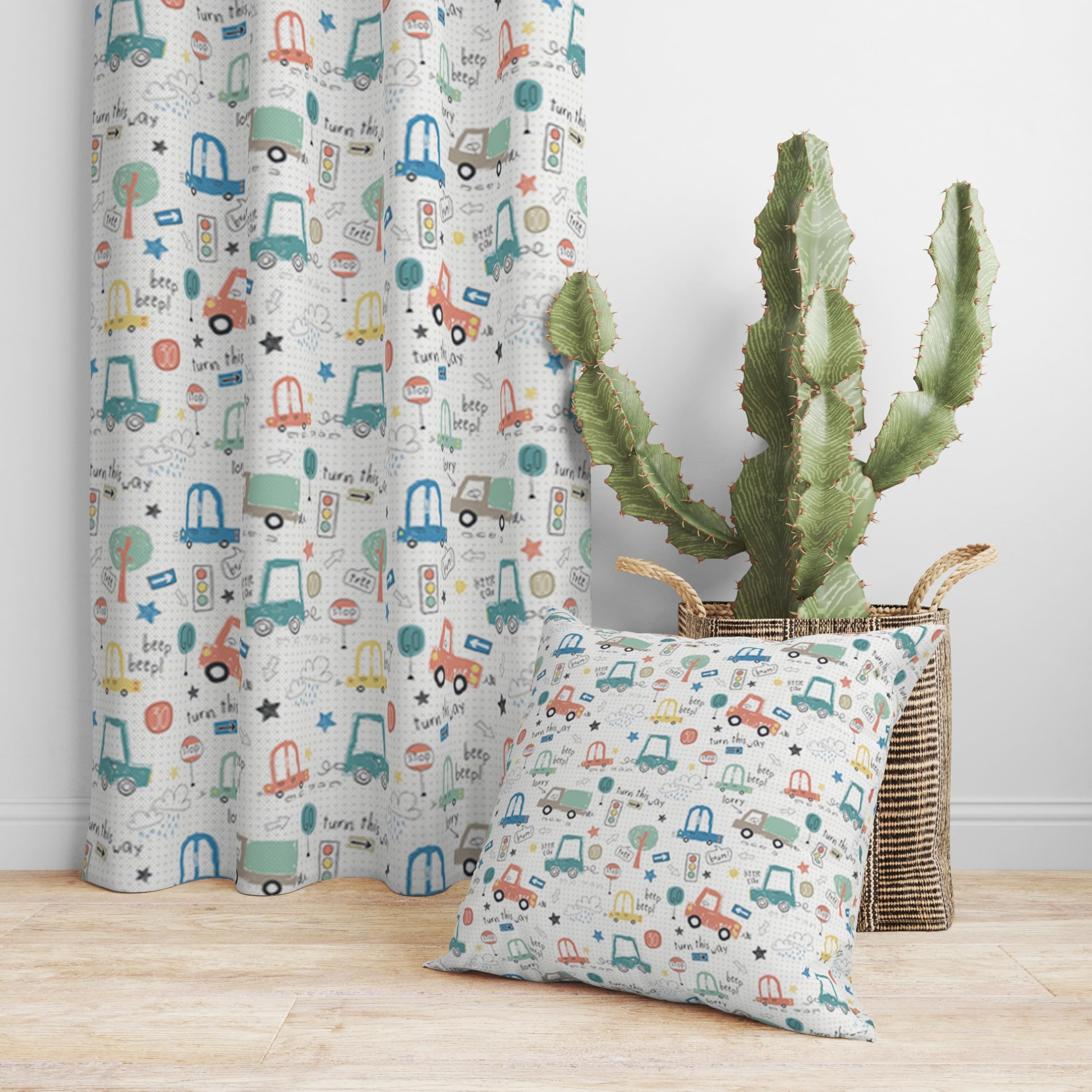 ggaimwf Kids Cushion Covers Little Car Vehicle Transportation Cartoon Linen Look Square Pillowcase for Children's Room Playroom Nursery Sofa Bed Double Sided Cushion Covers 45x45cm Set of 2 - Image 4