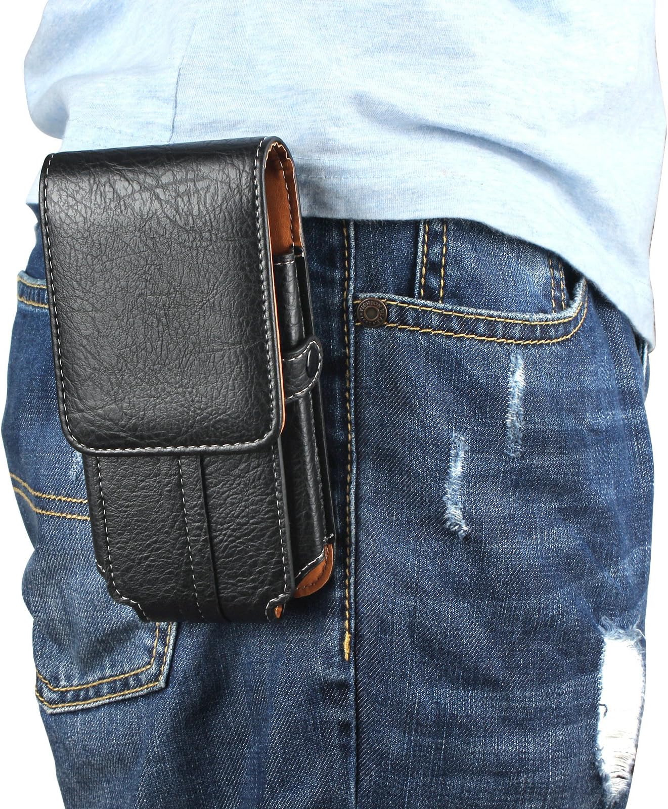 iPhone 6 /6S : Universal Waist Belt Clip Leather Holster Case For mobile phone (Black)