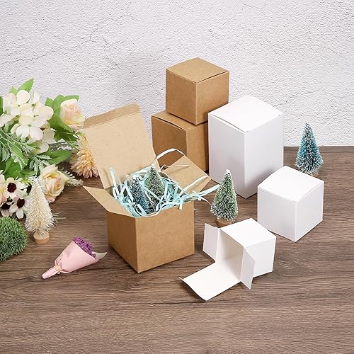 Miniatura 5 de MECCANIXITY Cajas de cartón de papel reciclado para regalo, caja de papel corrugado marrón, 2 x 2 x 2.8 pulgadas, para fiestas, bodas, papel de