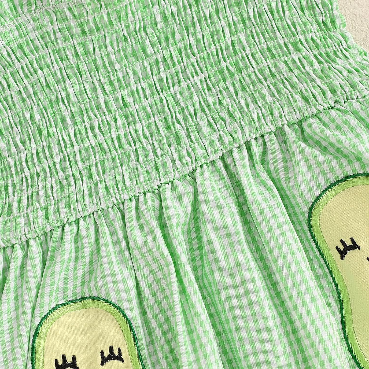 Mubineo Baby Girl Summer Dress Ruffle Fruit Clothes Flutter Sleeveless Smocked Infant Rompers Plaid Boho Dress Outfits - Image 6