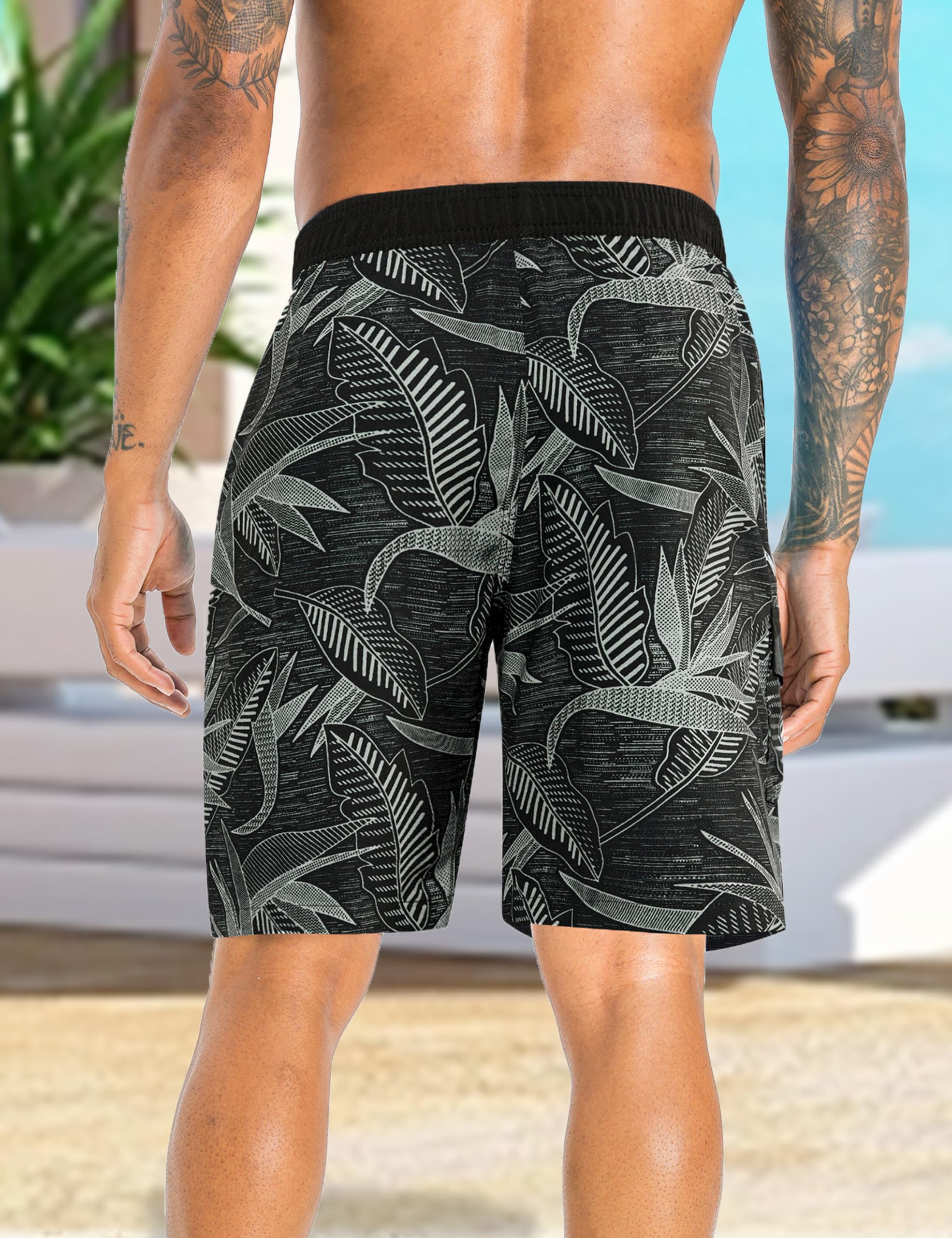 APTRO Costumi Pantaloncini da Bagno Uomo Mare Surf Piscina Stampa Hawaiana Estiva Grande Asciugatura Rapida con Fodera in Rete