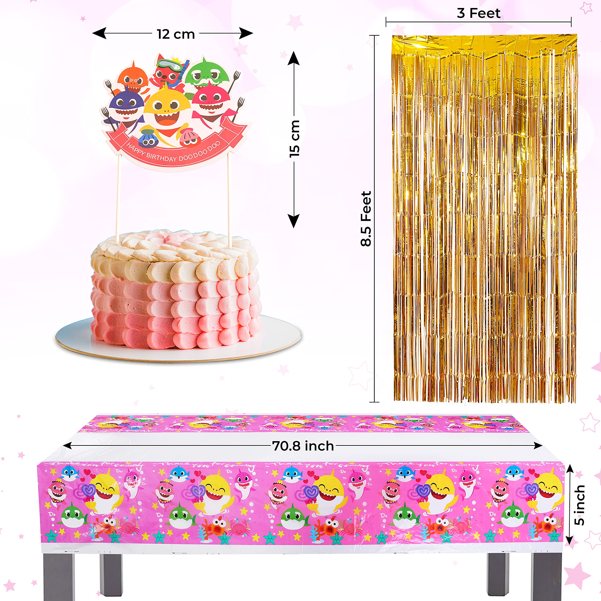 Pink Baby Shark Balloon Garland Arch Birthday Party Decoration Kit for