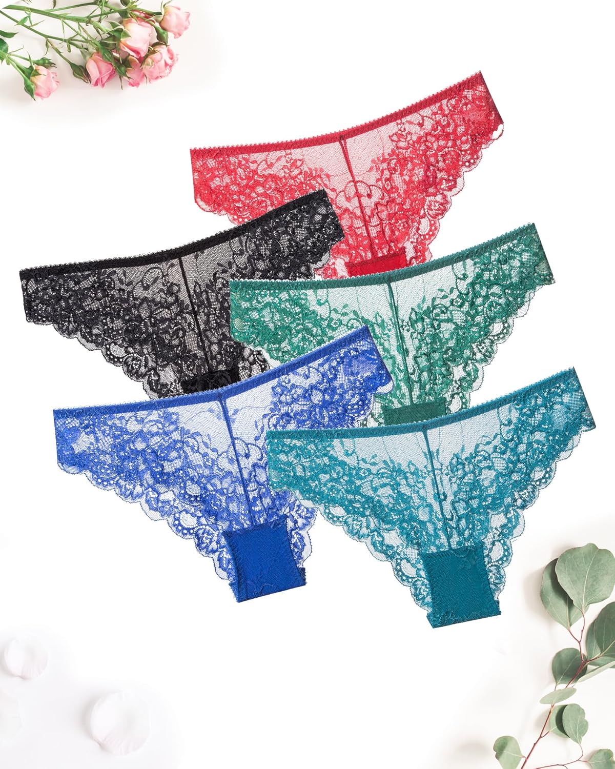 Seamless Cheeky Underwear for Women No Show Lace Panties for Women 5 Pack Sexy Cheeky Ladies Bikini Panties - Image 5