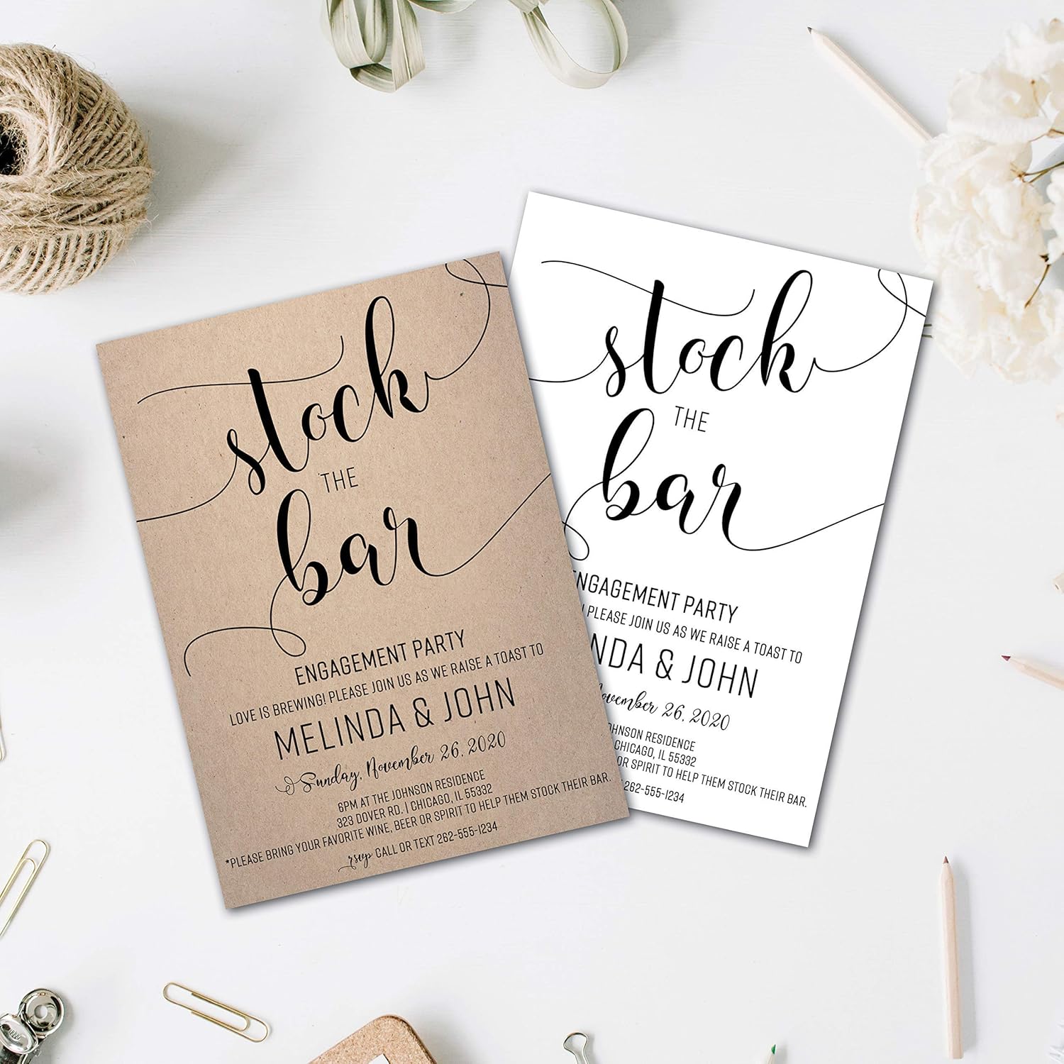 Stock the Bar Engagement Invitations | Love is Brewing | Engagement Party Invites | Stock the Bar Party Invitations | Craft | Kraft