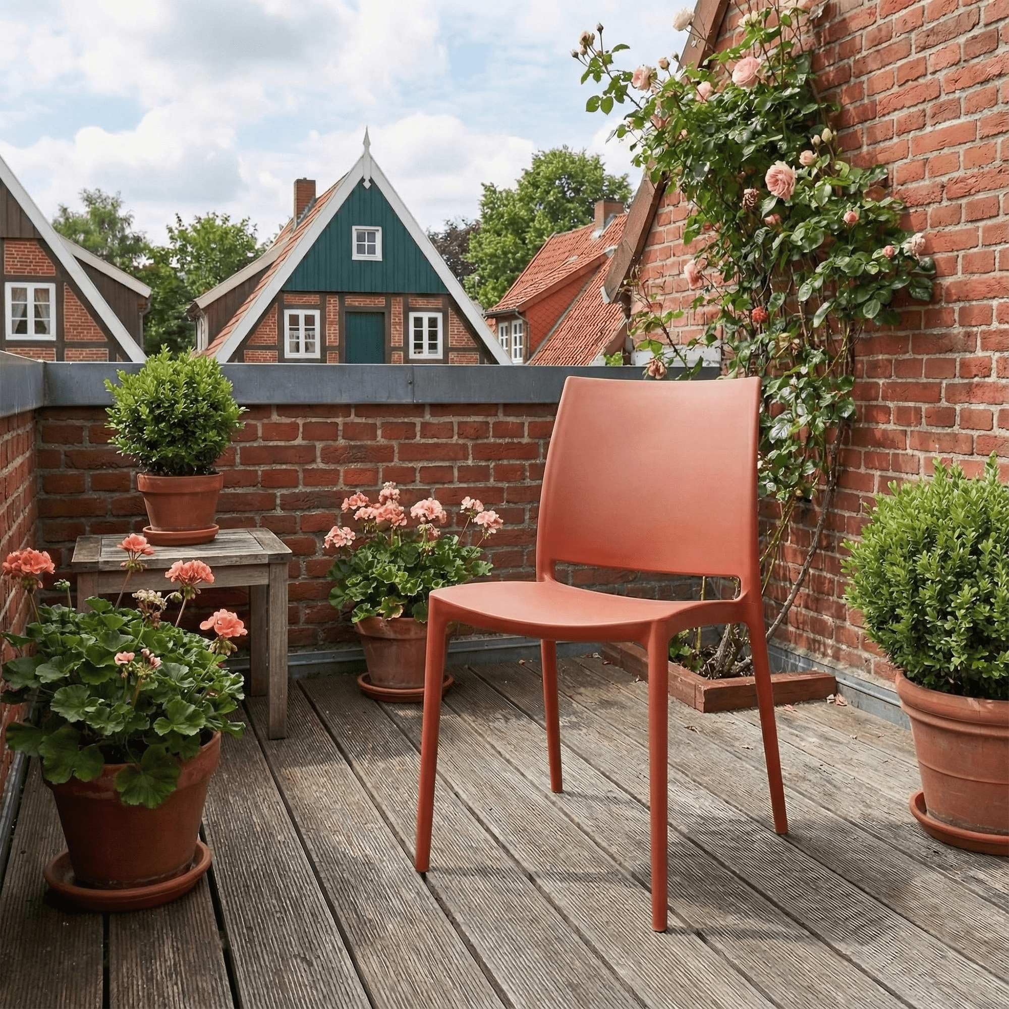 CLP Chaise de Jardin empilable et resistante aux intemperies Meton, Fauteuil avec Dossier, Resistant aux UV, Chaise exterieure en Plastique, Couleur:Terracotta