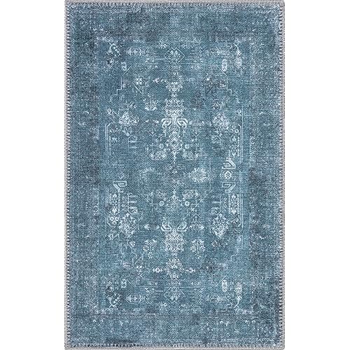 RugOver Machine Washable Area Rug, Pet-Friendly and Non-Slip Indoor Carpet for Kitchen, Bathroom, Living Room, Home Floor Decoration (Spruce/Stone, 2' x 3')