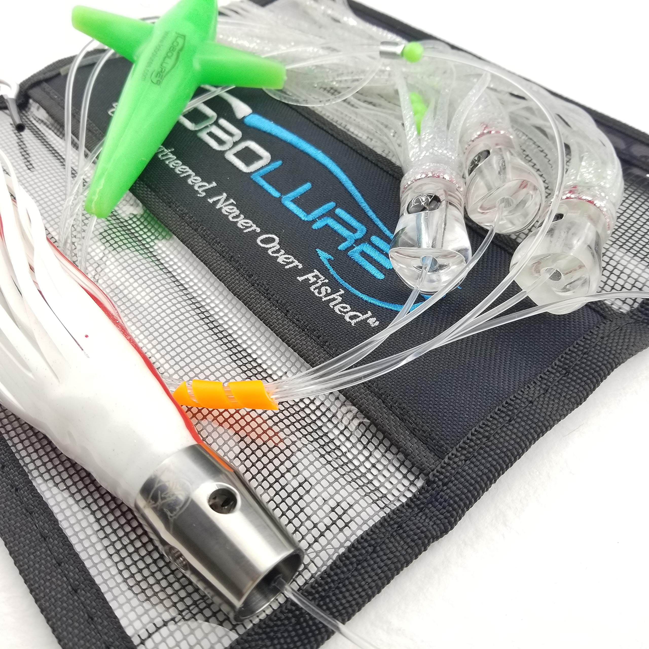 Lobo Lures#208 Ghost White Wahoo-Pro Jet Head Skipjack Hybrid Daisy Chain, Tuna Lure, Mahi-Mahi Lure