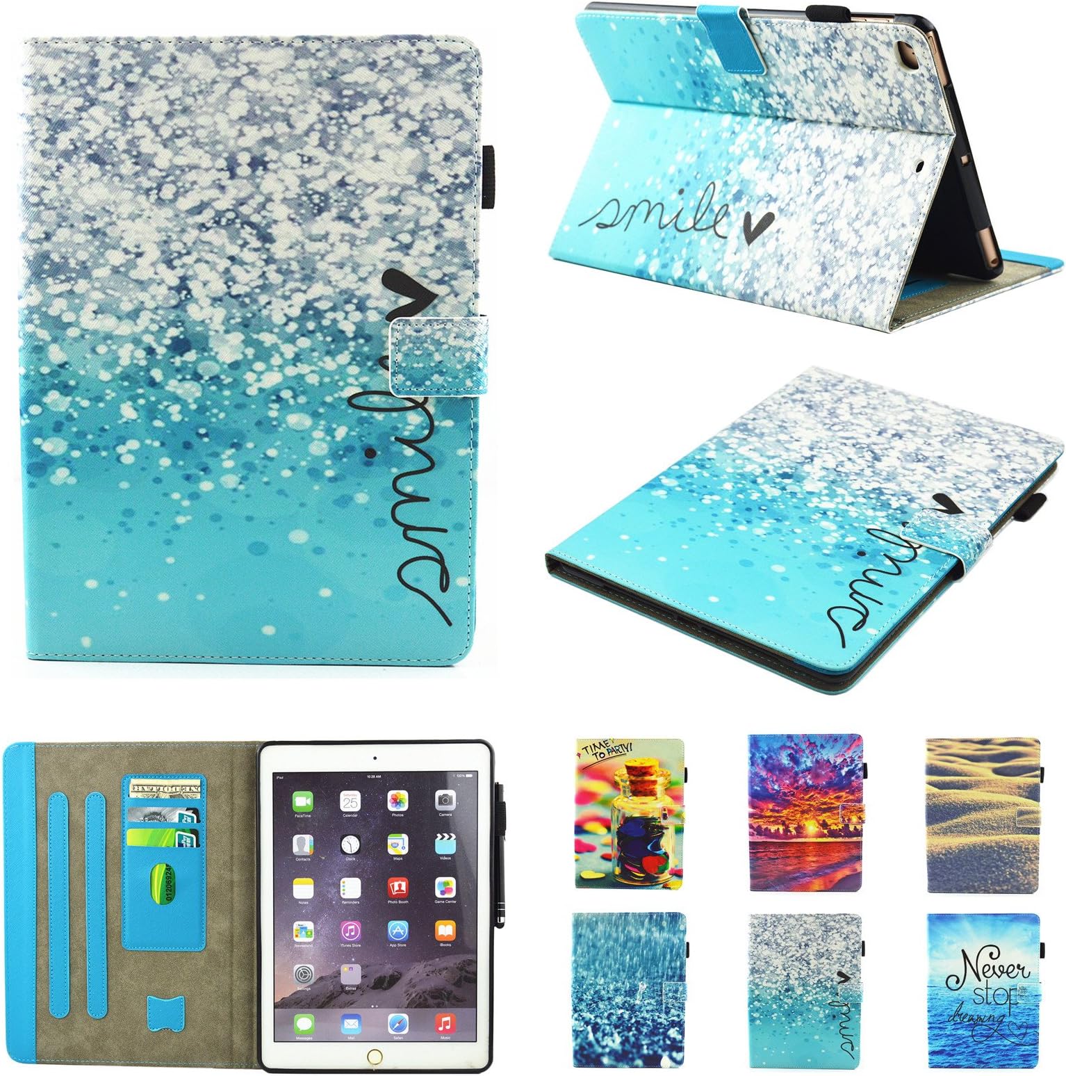 IPad Mini Case,Mini 2/3/4 Case Chgdss [Corner Protection] Auto Wake/Sleep Multi-Angle Viewing Folio Stand Cover/Card Slots for Apple iPad Mini 4/iPad Mini 3/iPad Mini 2/iPad Mini 1-Beautiful Bubbles