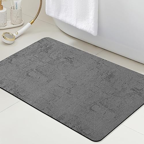 Miniatura 82 de ACCUMTEK Alfombrilla de Baño Ultrafina, Alfombrillas Antideslizantes de Espesor Reforzado para Debajo de la Puerta, Alfombras de Baño 2-gris