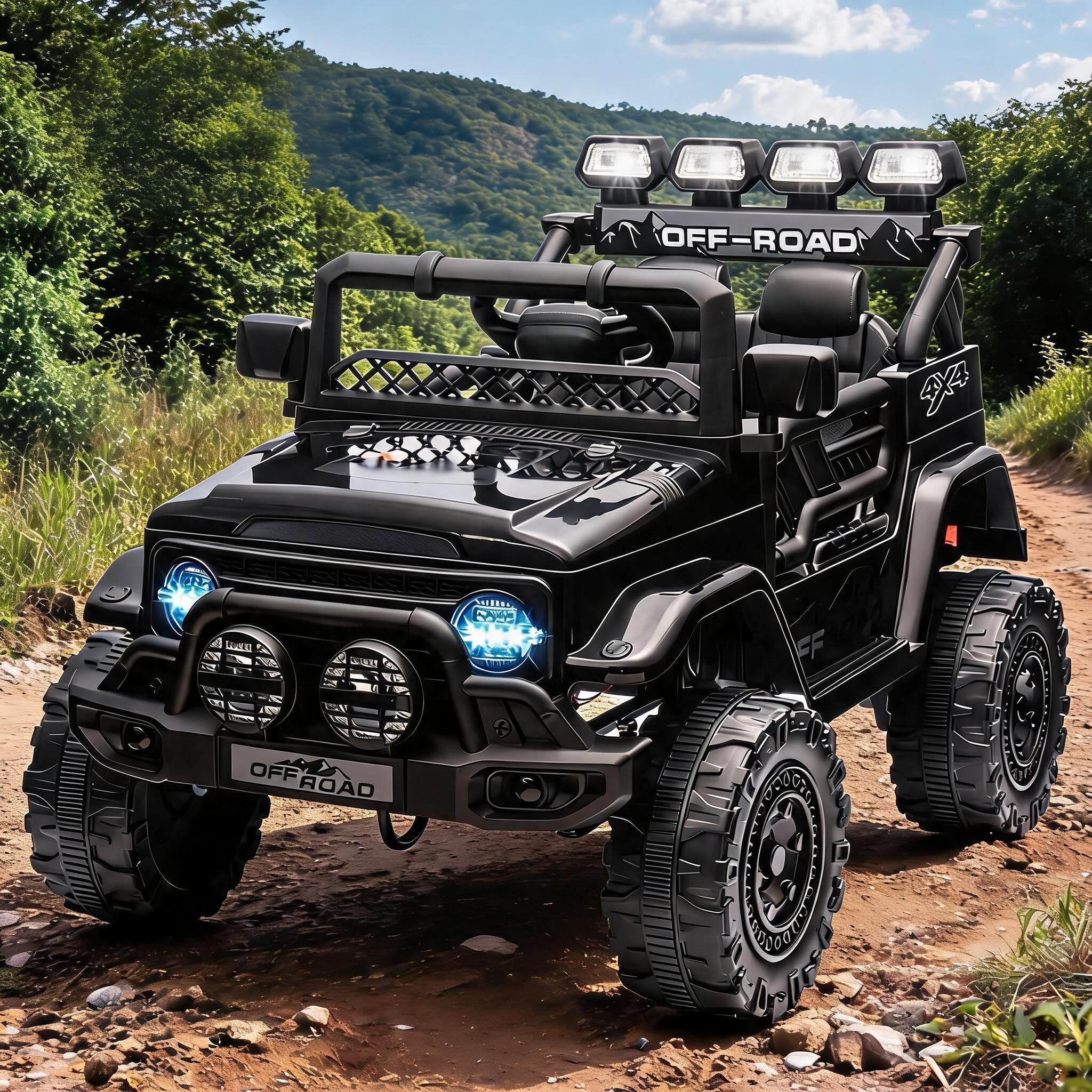 Voiture Électrique Enfant 12V - Quad avec Télécommande Parentale, 3 Vitesses, Phares LED, Klaxon, MP3, Ceinture Sécurité, sans Fil - Cadeau Fille Garçon 3-8 Ans, Noir