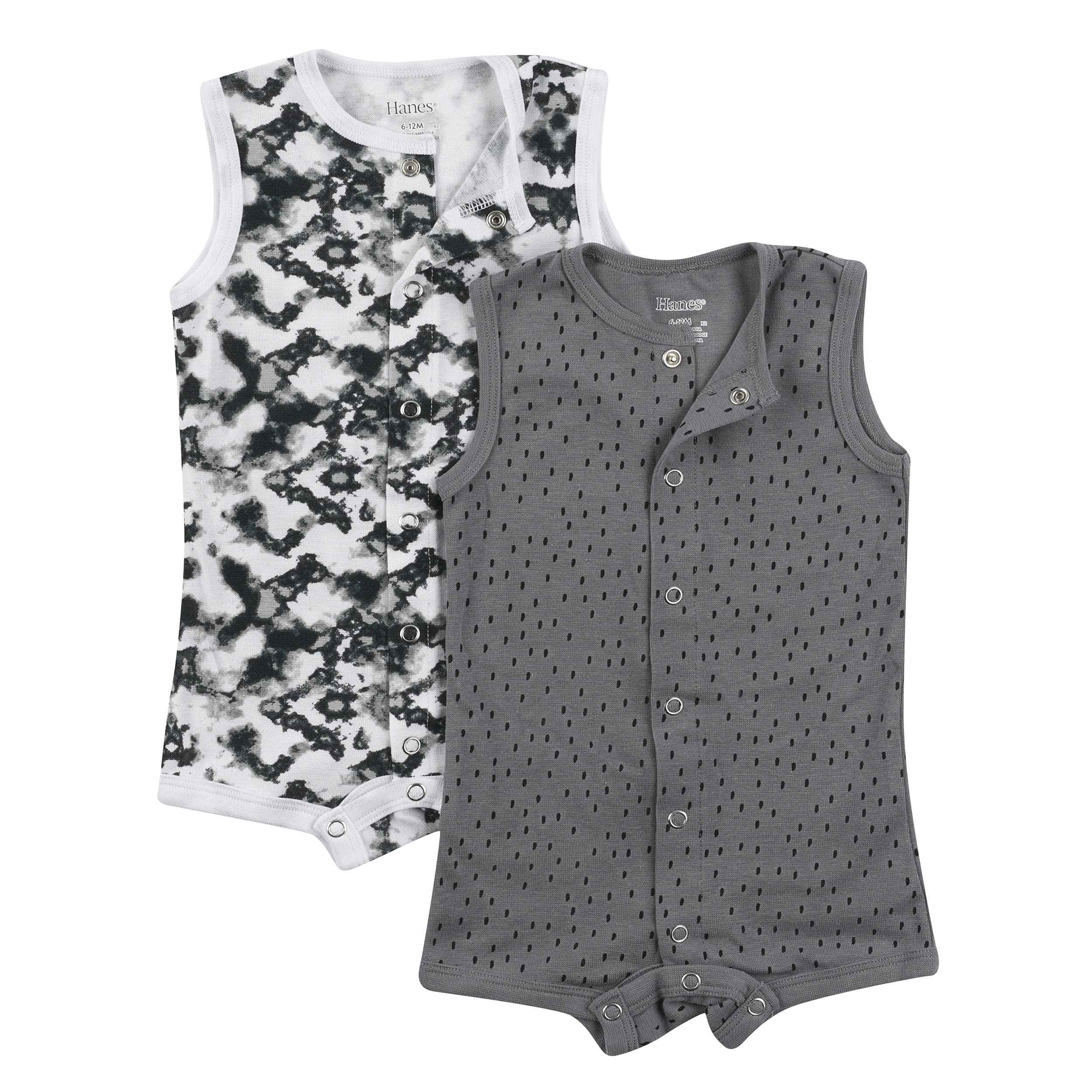 Hanes unisex-baby Ultimate Sleeveless Rompers for Boys Girls 2-pack