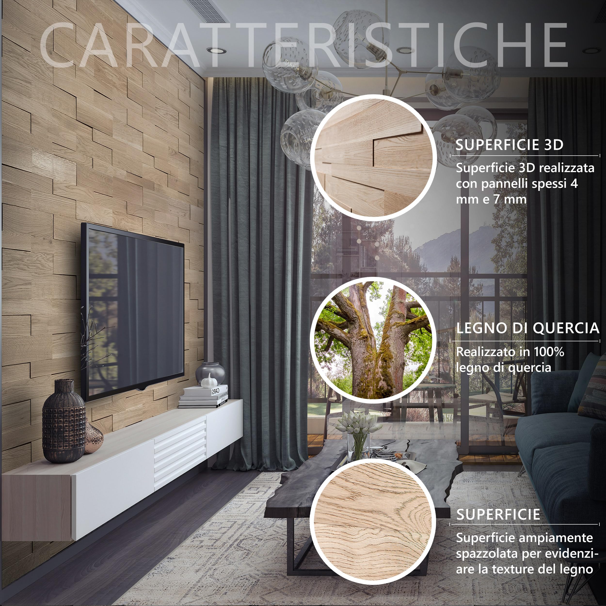 Pannelli Parete 3D In Rovere - Rivestimento Legno Testurizzato, Effetto Rustico, Facile Da Installare (1 M²) - Foto 9