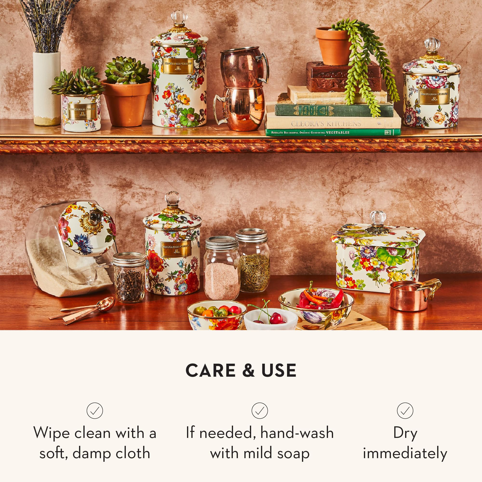 Amazon.com: MACKENZIE-CHILDS Enamel Canister Set, Small (38 oz